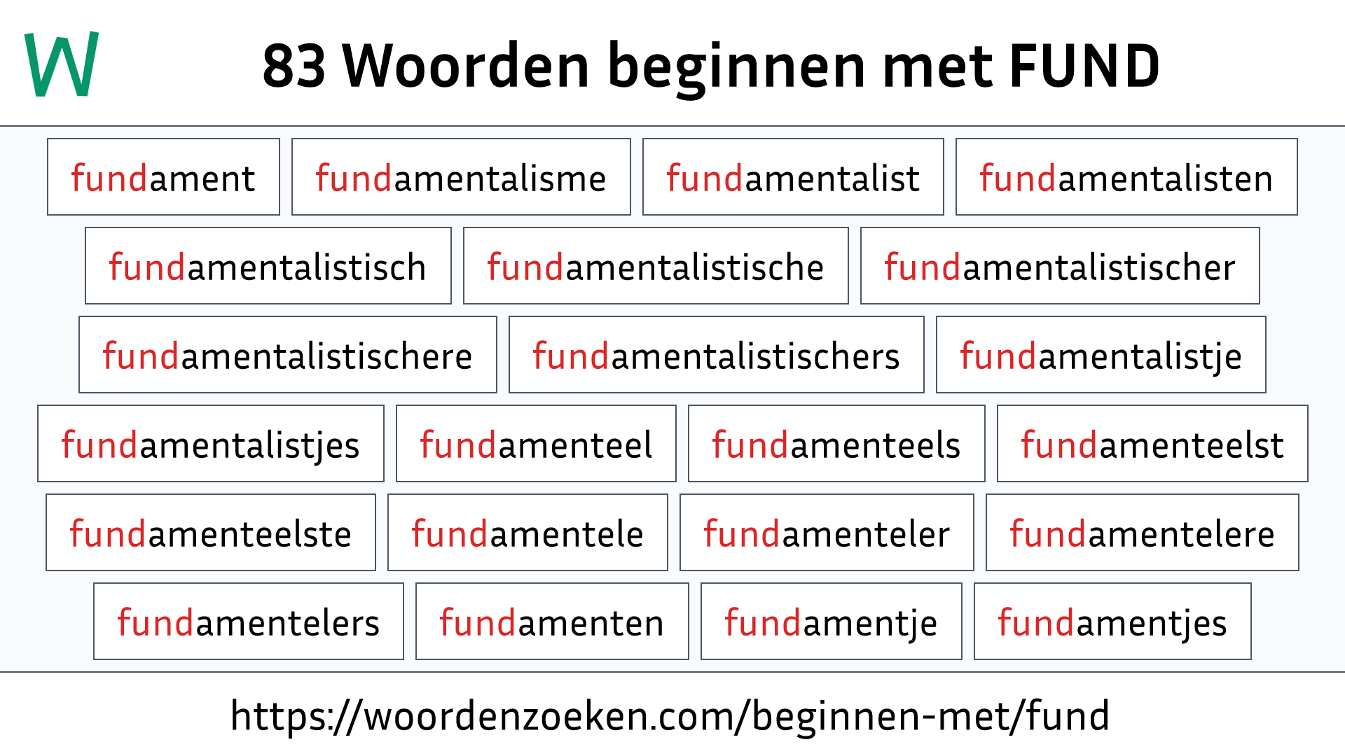 Woorden beginnen met FUND