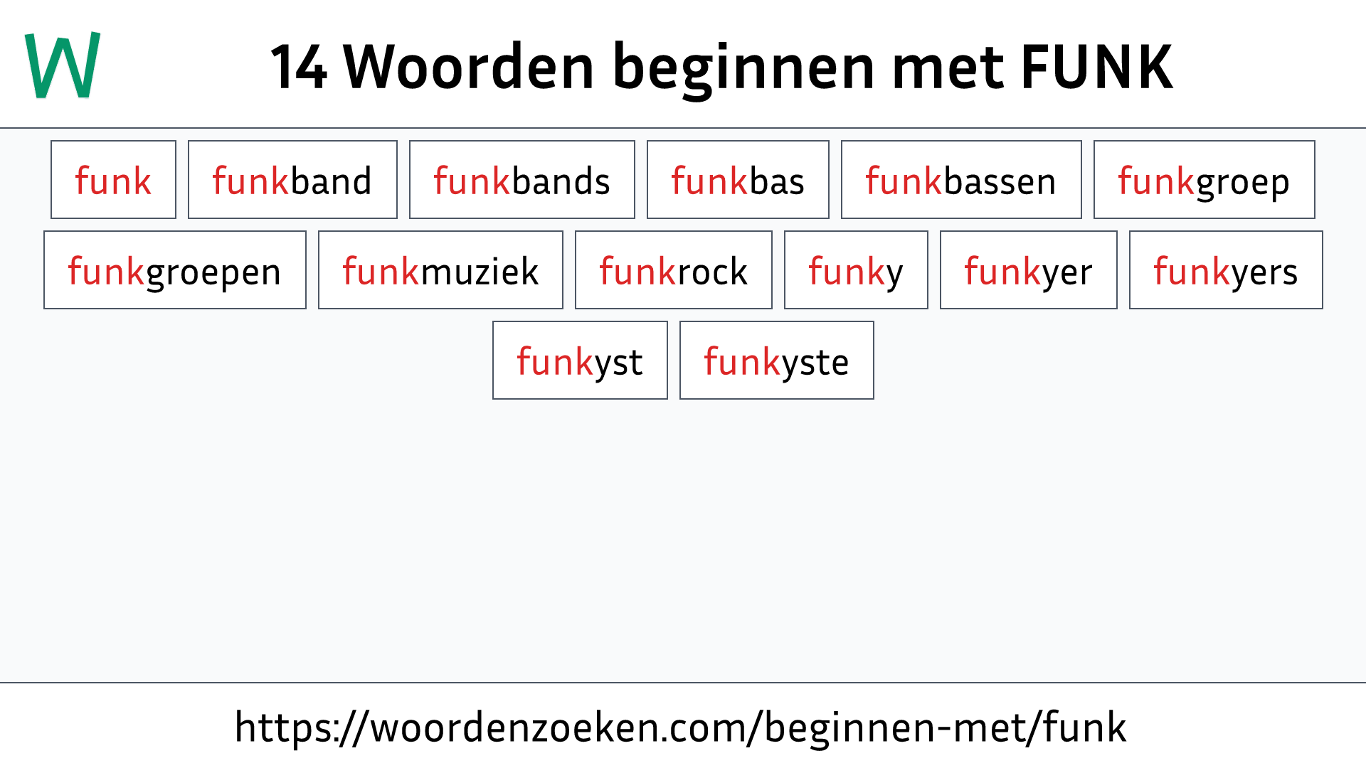 Woorden beginnen met FUNK