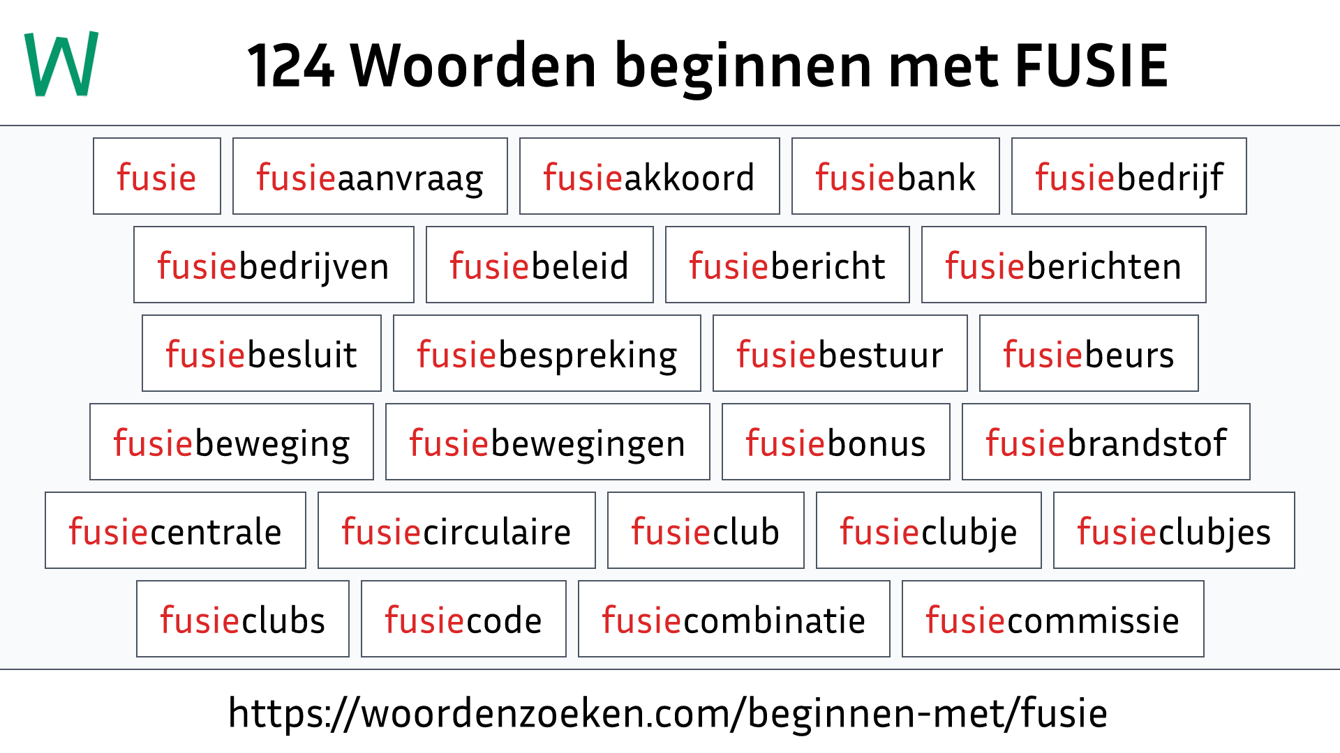 Woorden beginnen met FUSIE