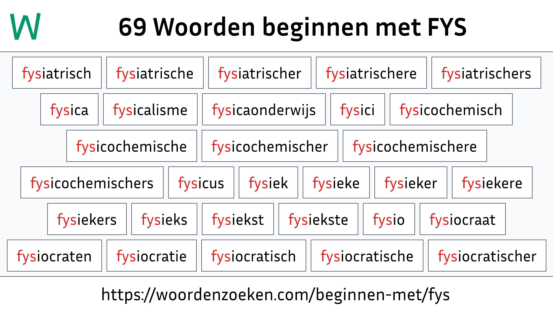 Woorden beginnen met FYS