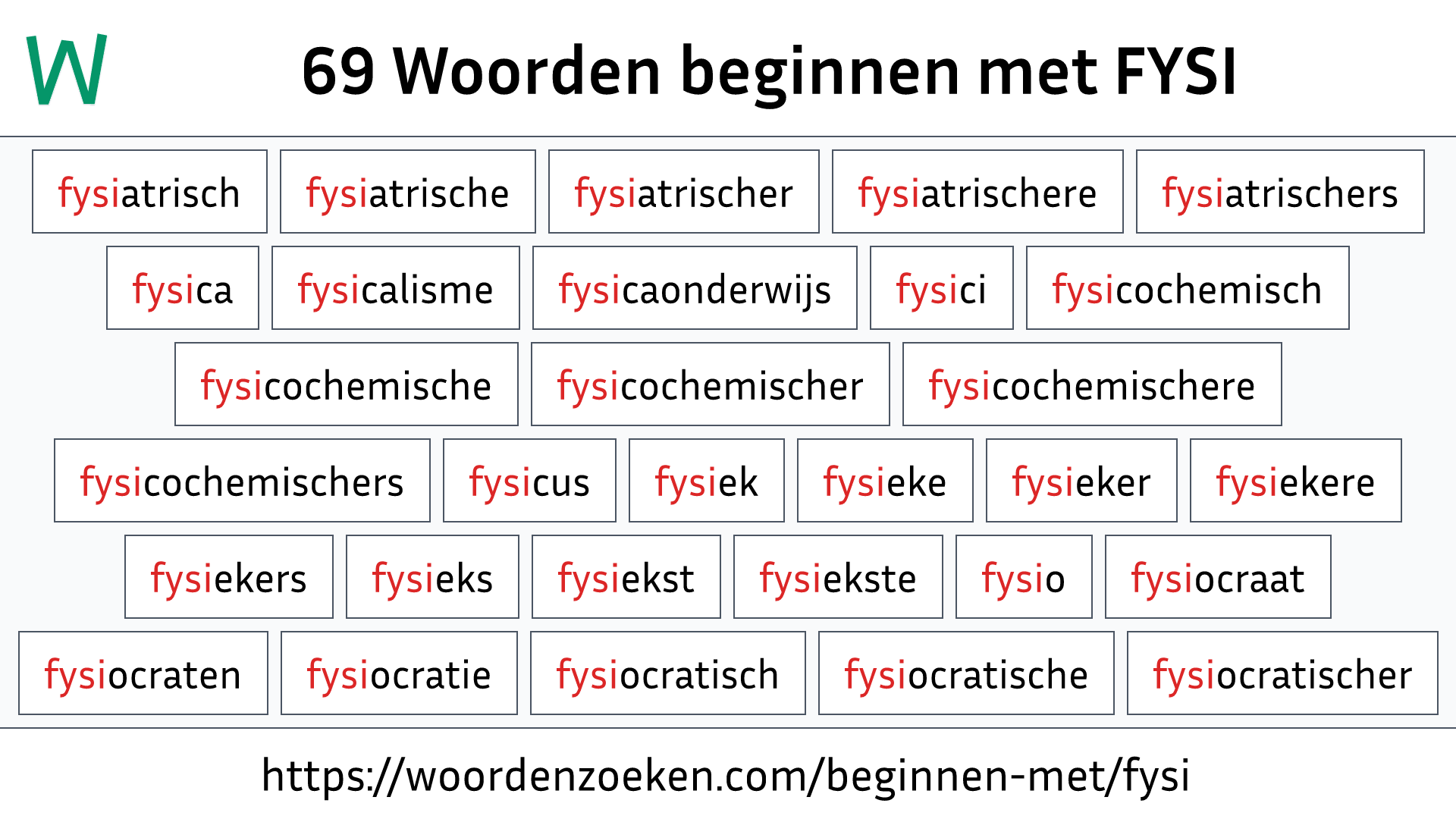 Woorden beginnen met FYSI