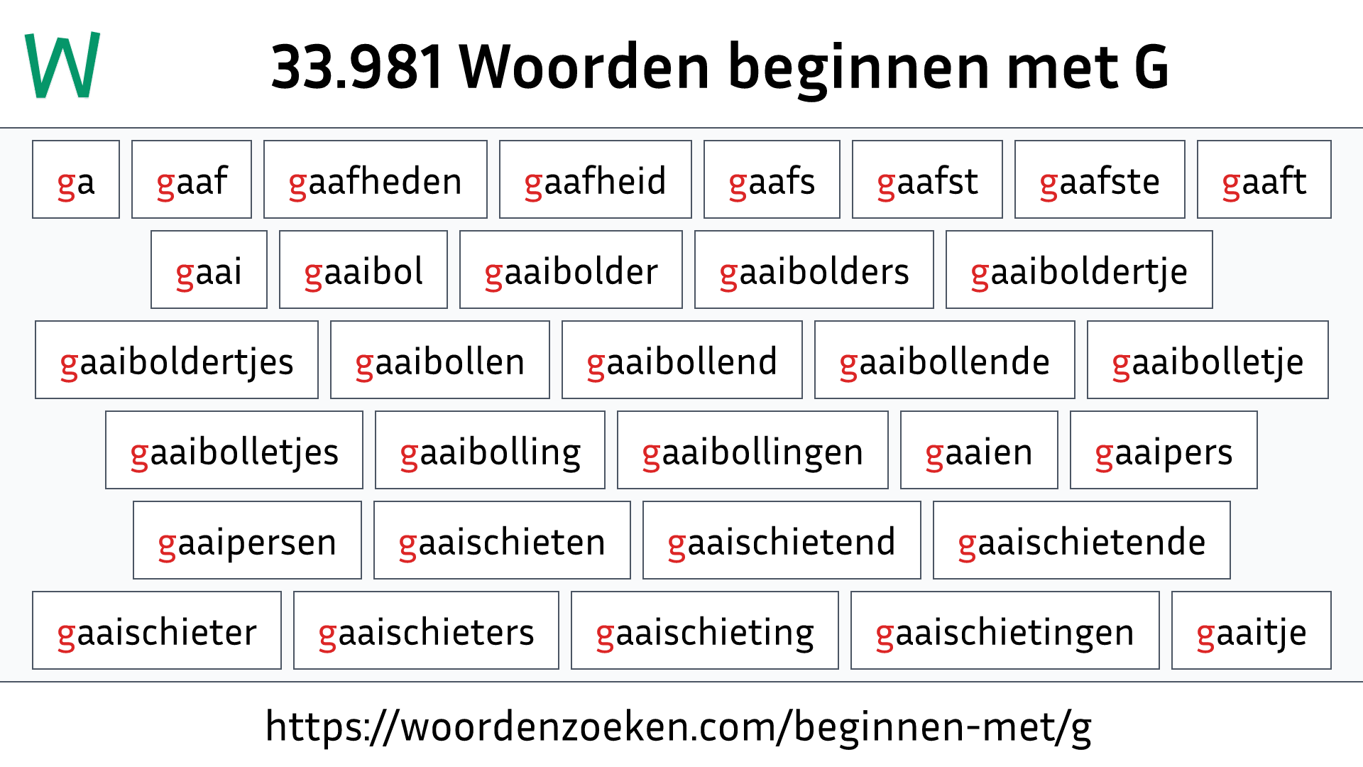 Woorden beginnen met G