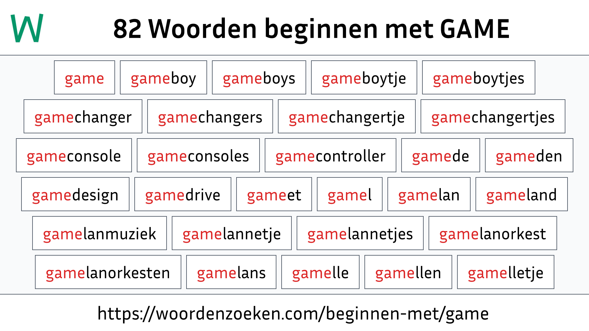 Woorden beginnen met GAME