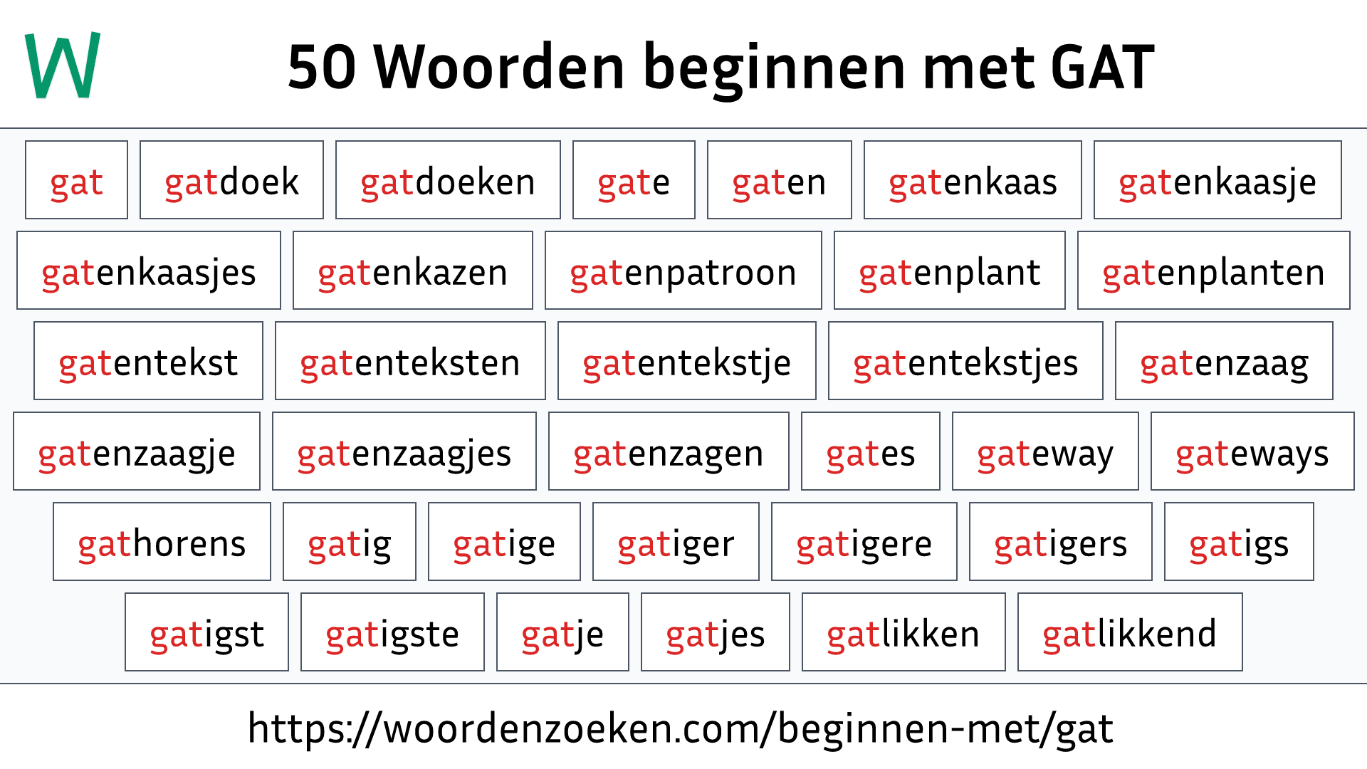 Woorden beginnen met GAT