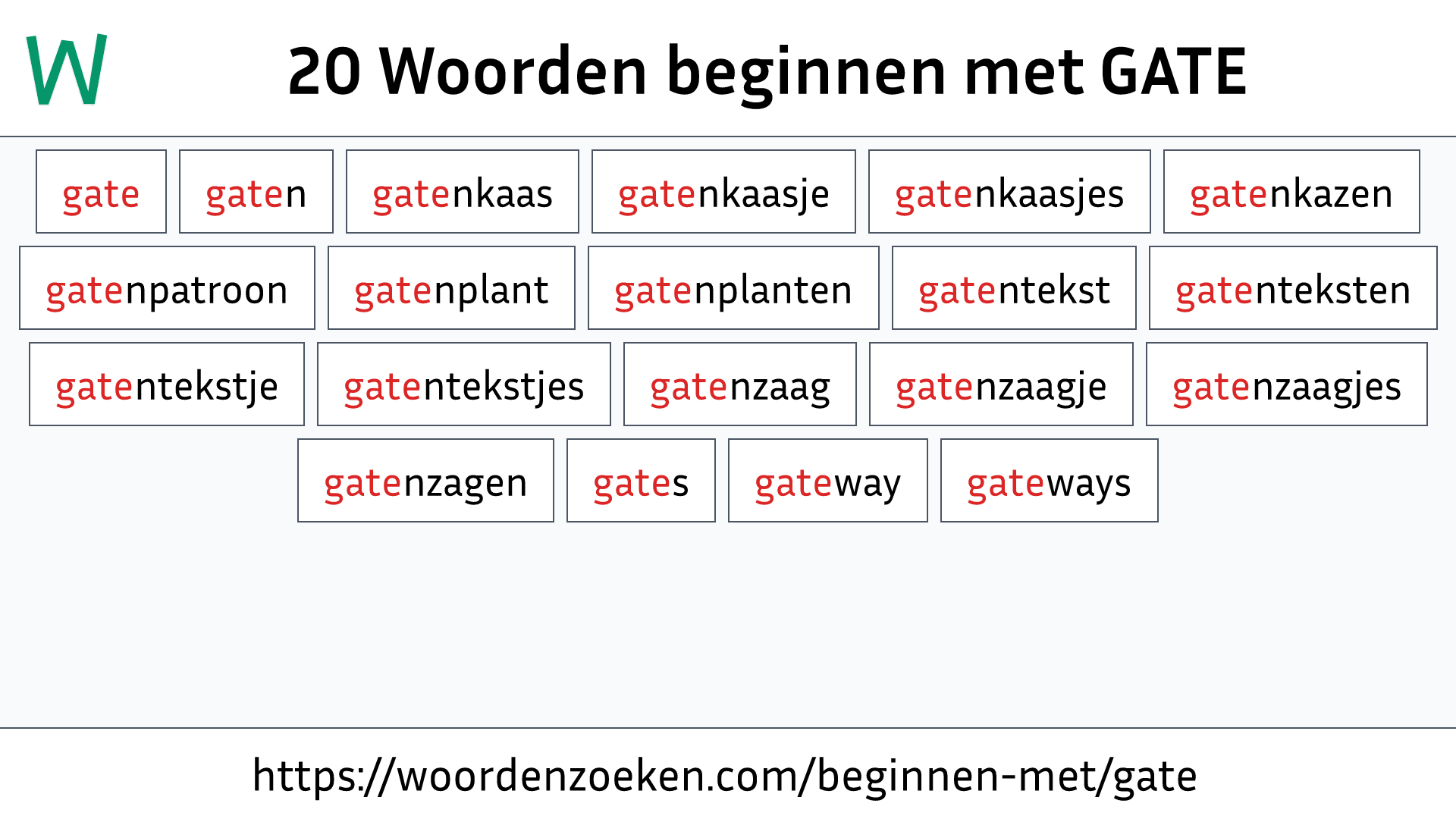 Woorden beginnen met GATE