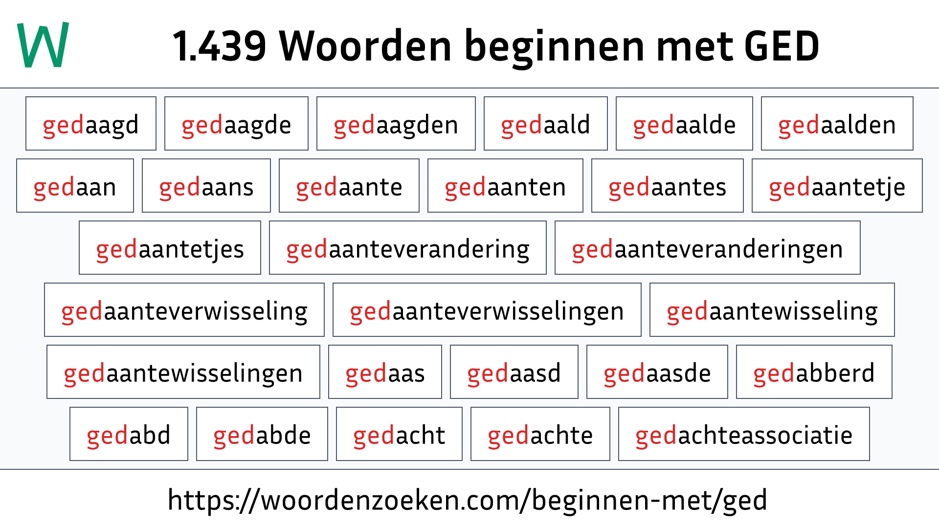 Woorden beginnen met GED