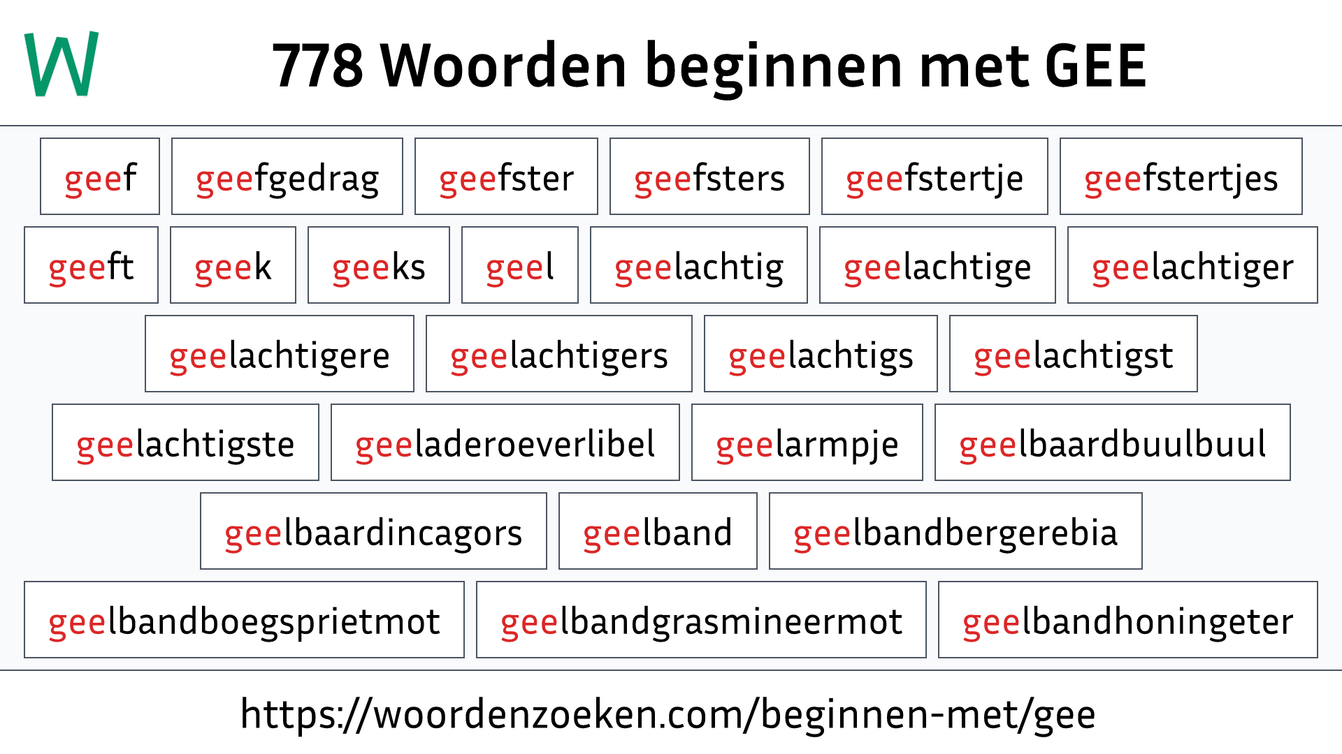 Woorden beginnen met GEE