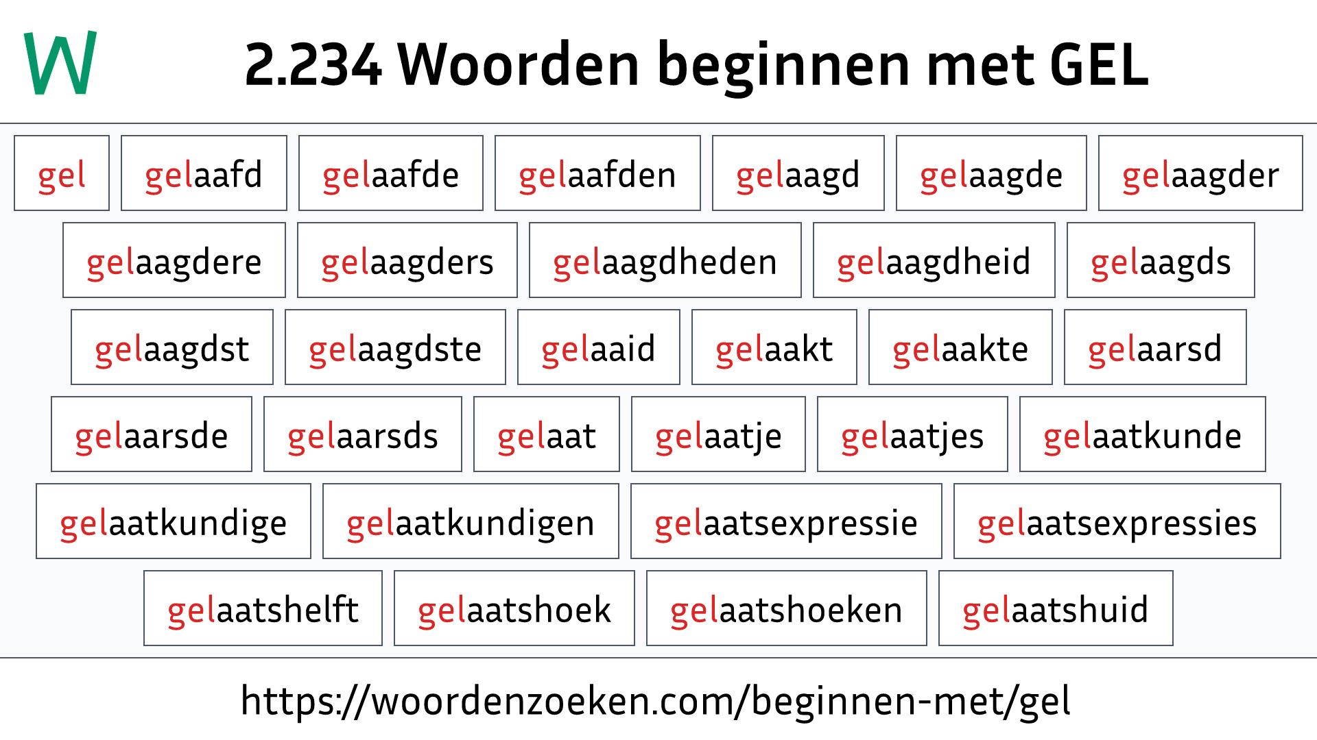 Woorden beginnen met GEL
