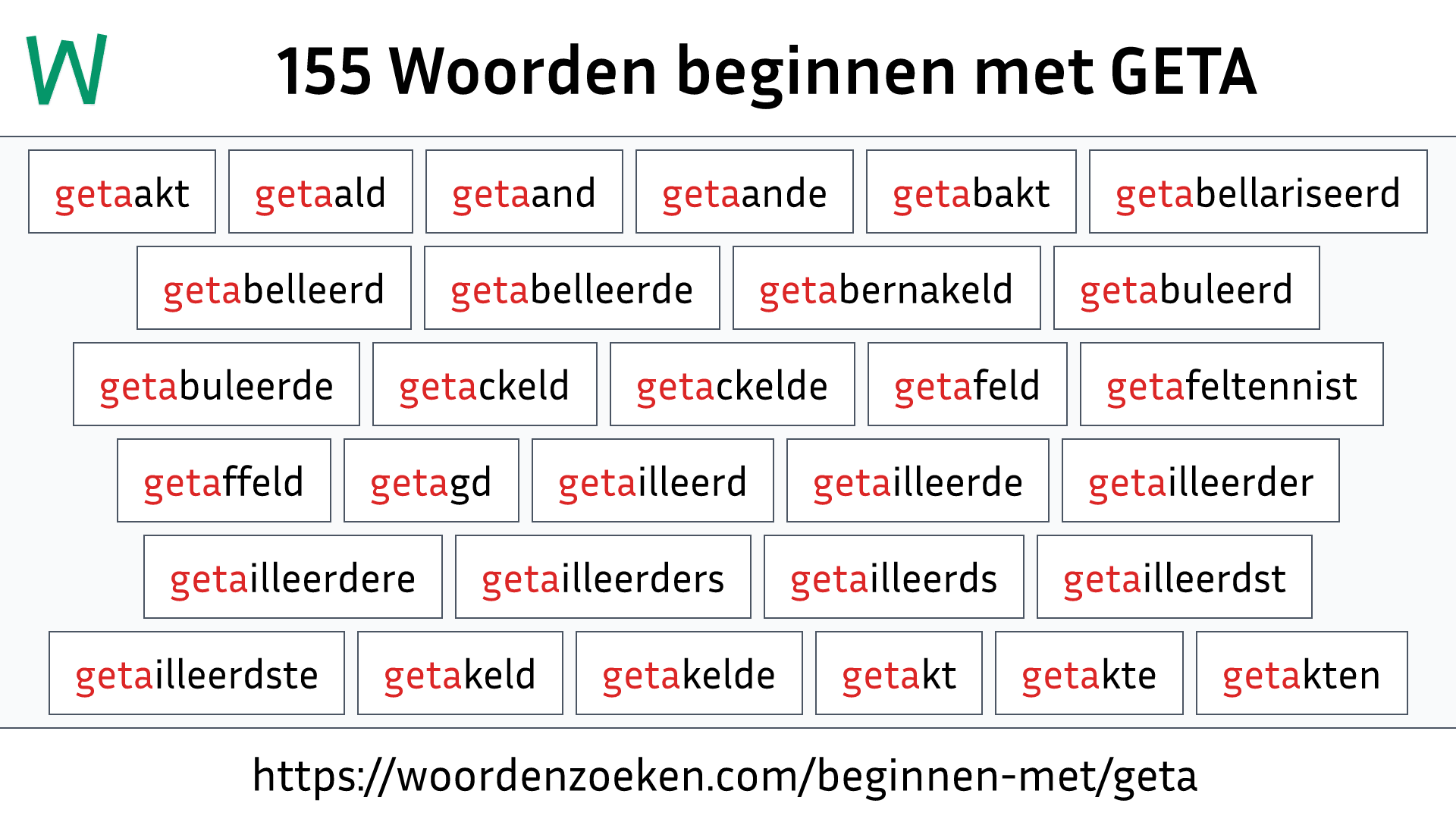 Woorden beginnen met GETA