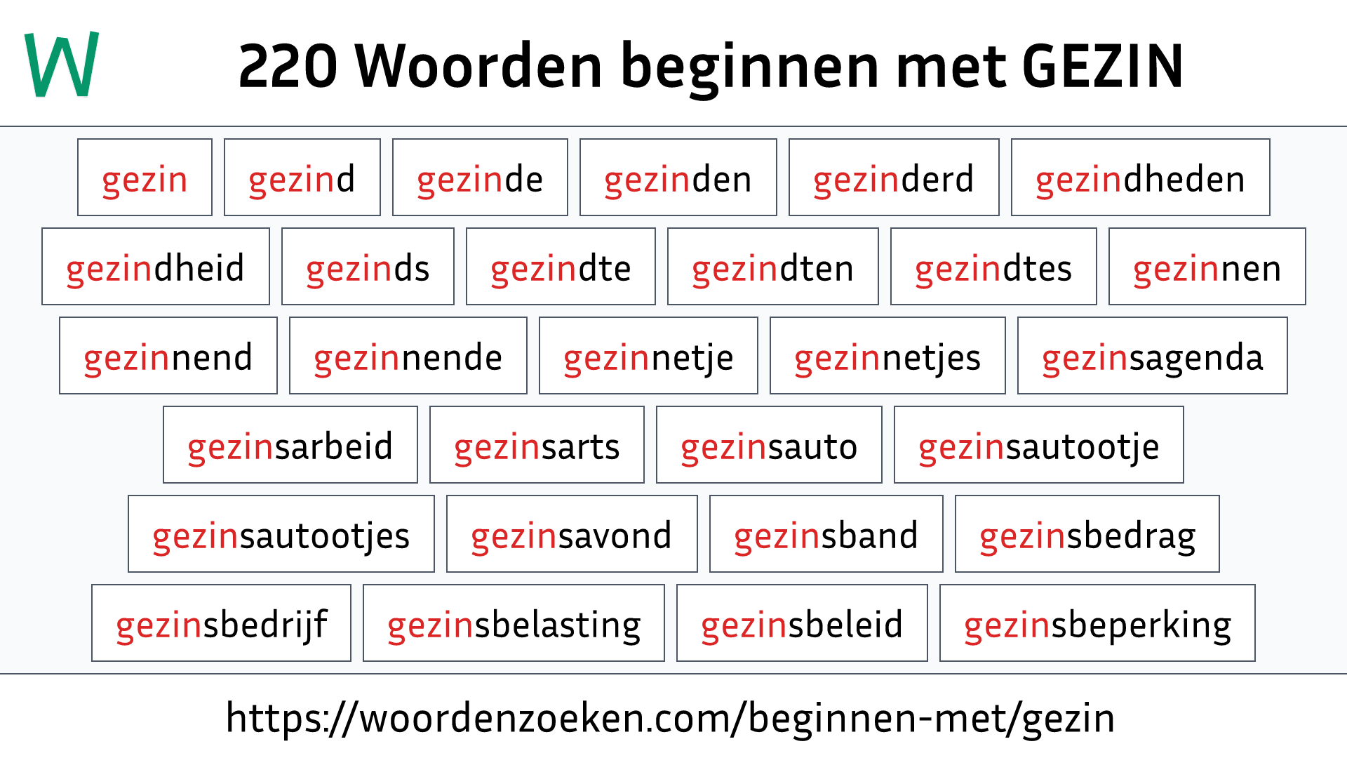 Woorden beginnen met GEZIN