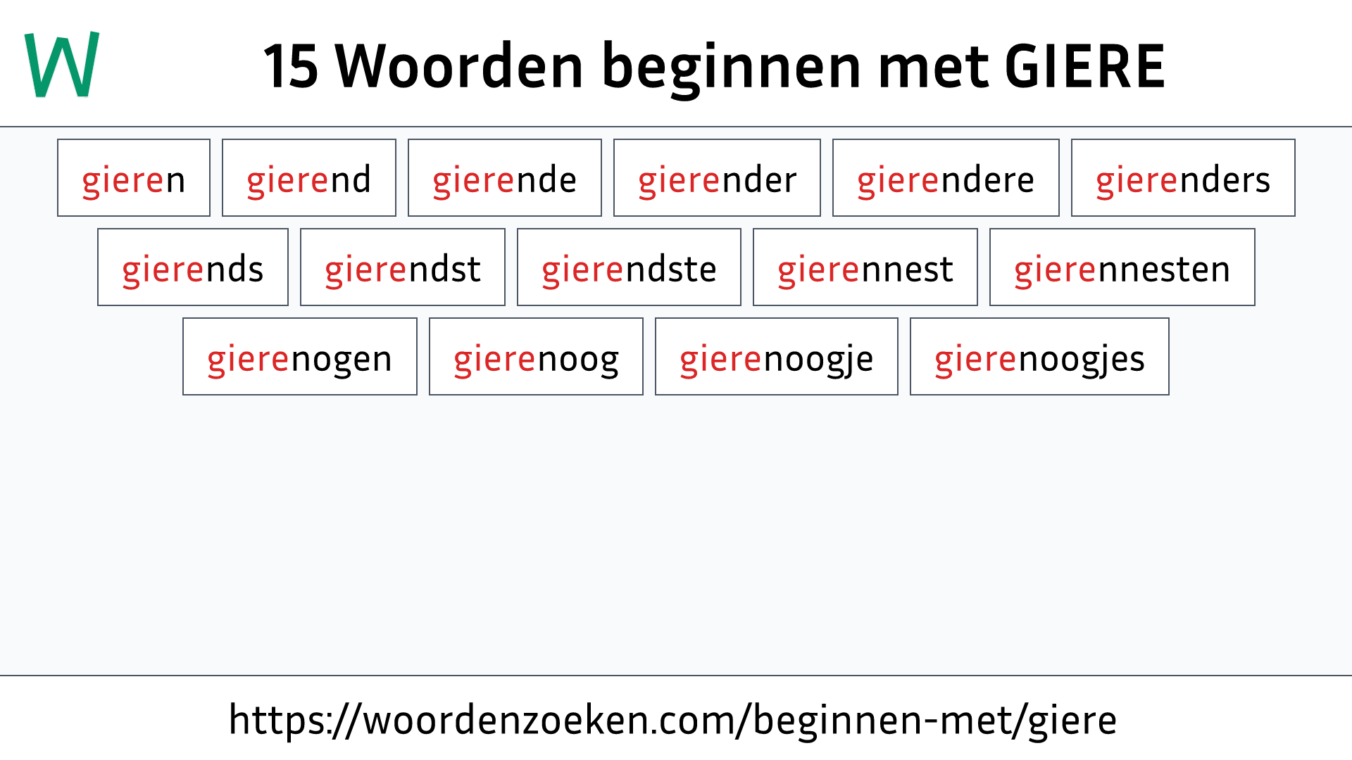 Woorden beginnen met GIERE