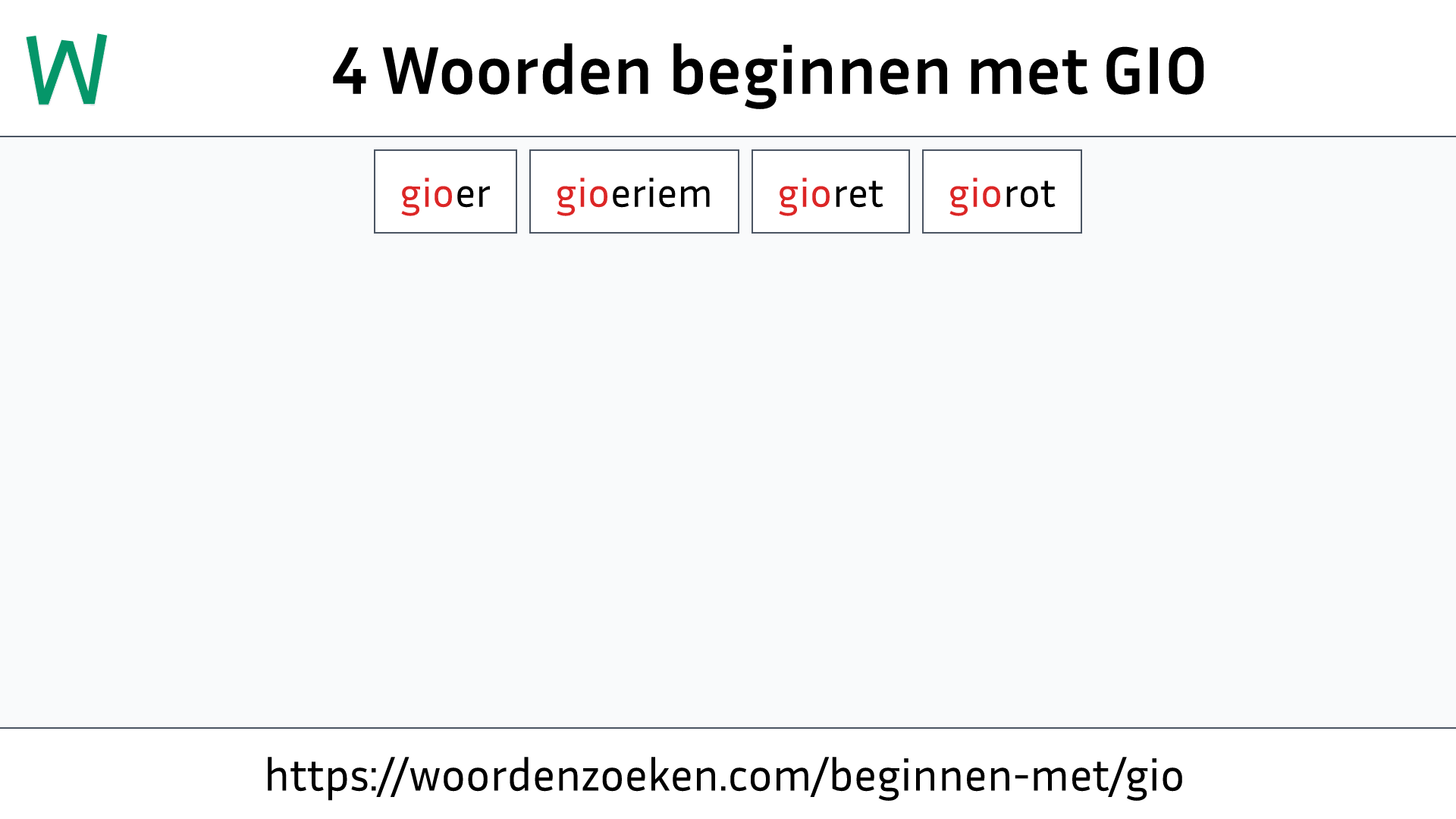 Woorden beginnen met GIO