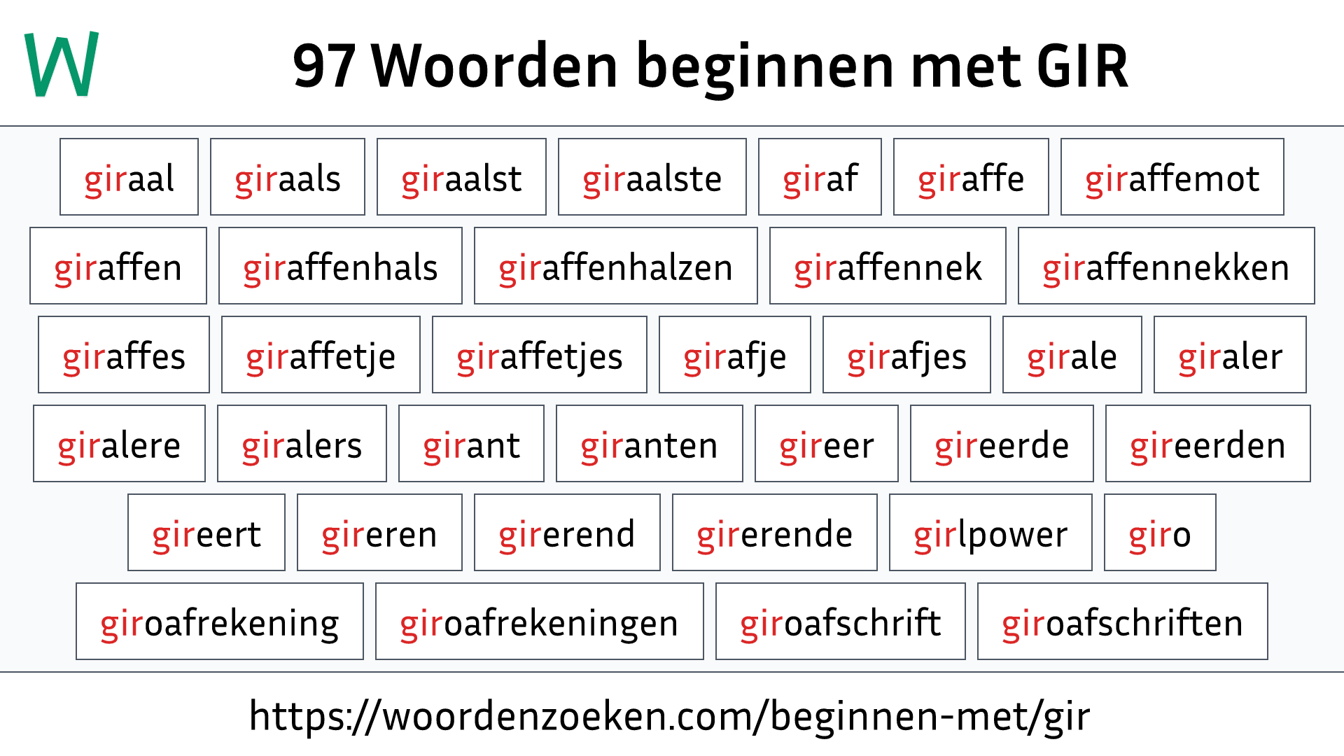 Woorden beginnen met GIR