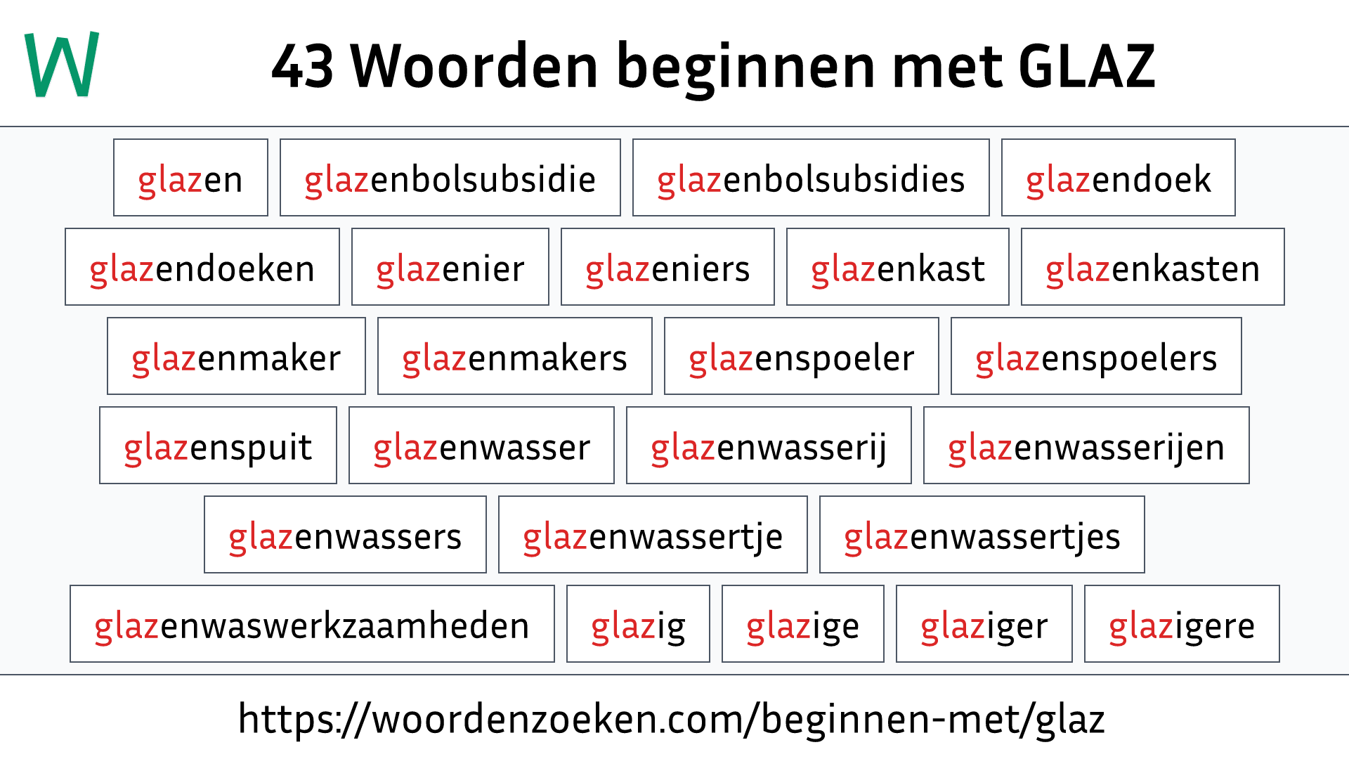 Woorden beginnen met GLAZ