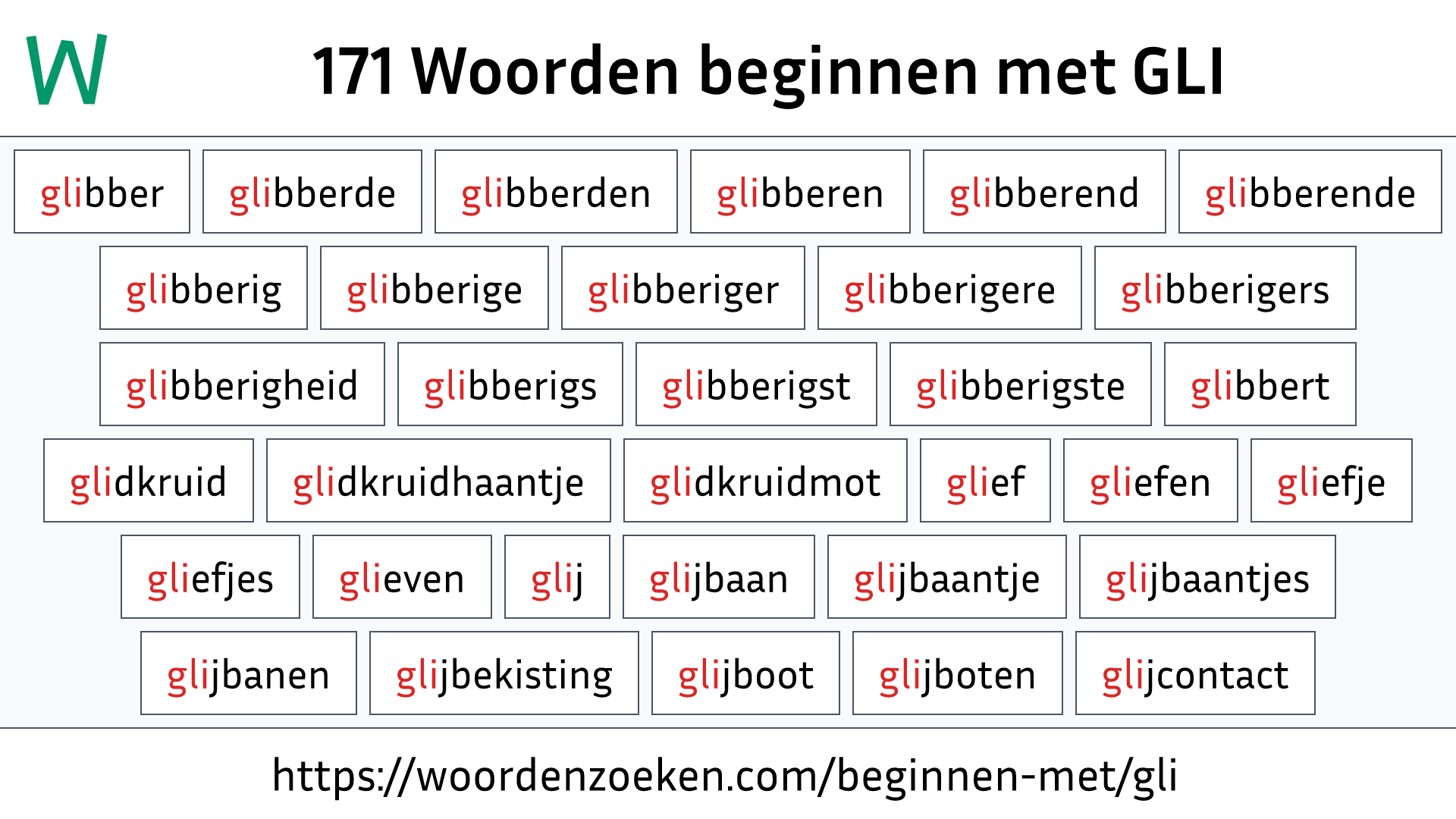 Woorden beginnen met GLI