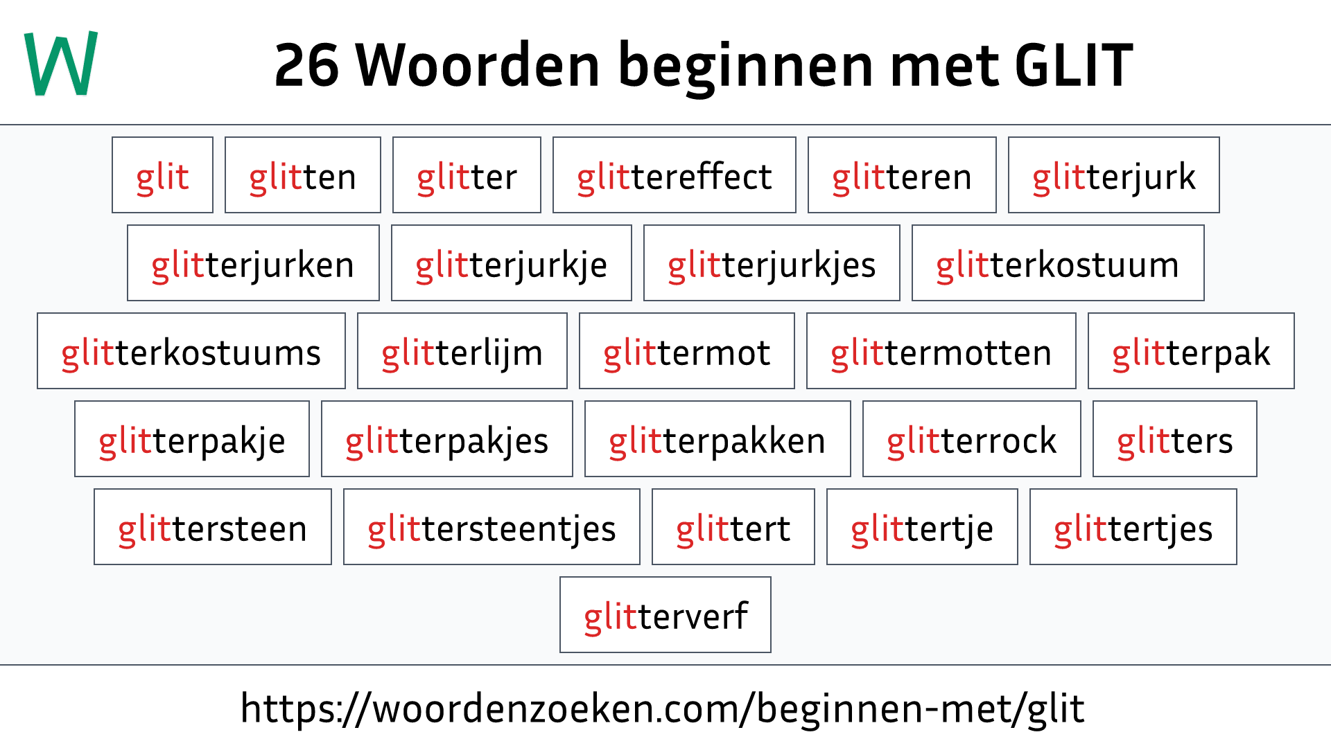 Woorden beginnen met GLIT