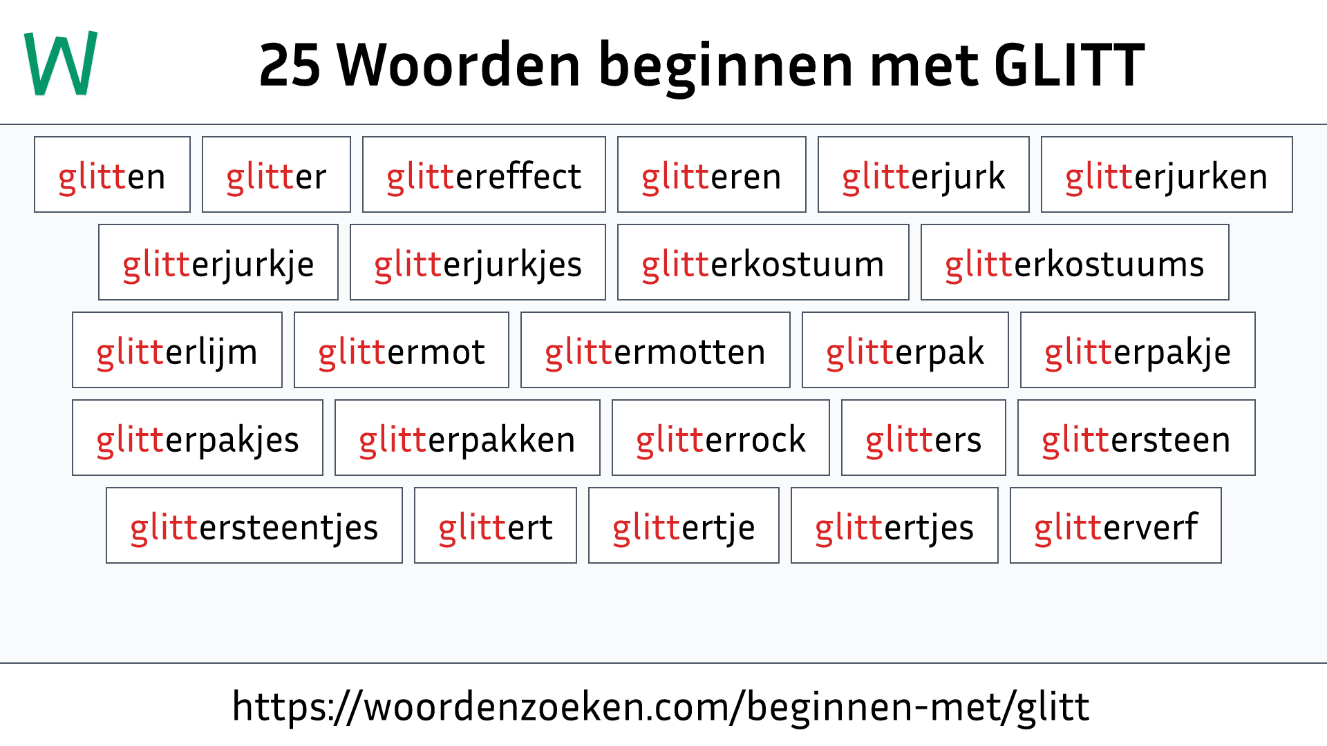 Woorden beginnen met GLITT