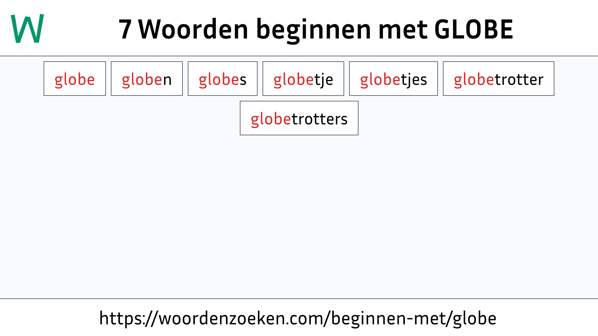 Woorden beginnen met GLOBE