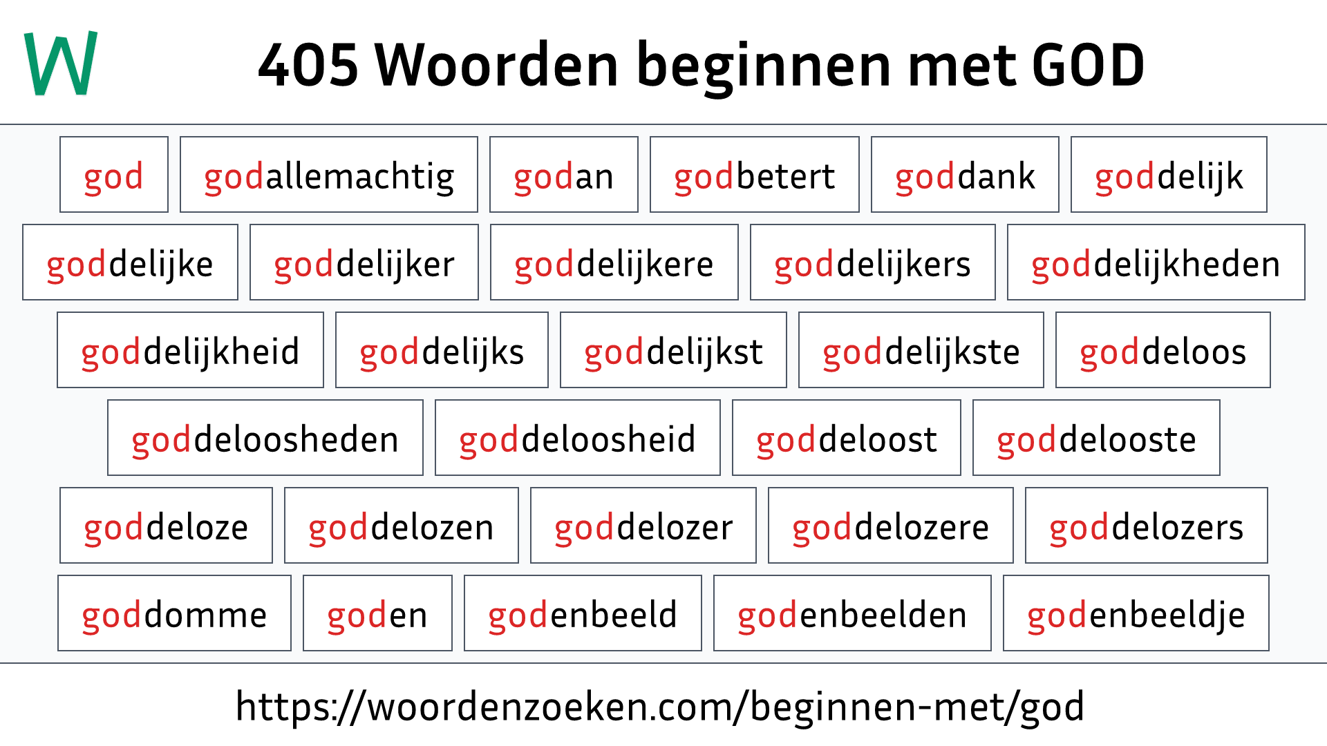 Woorden beginnen met GOD