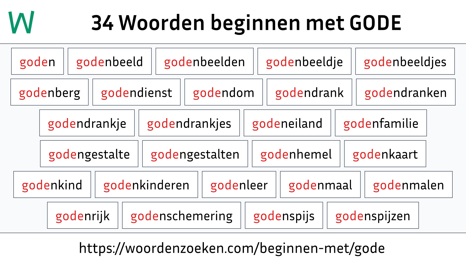 Woorden beginnen met GODE