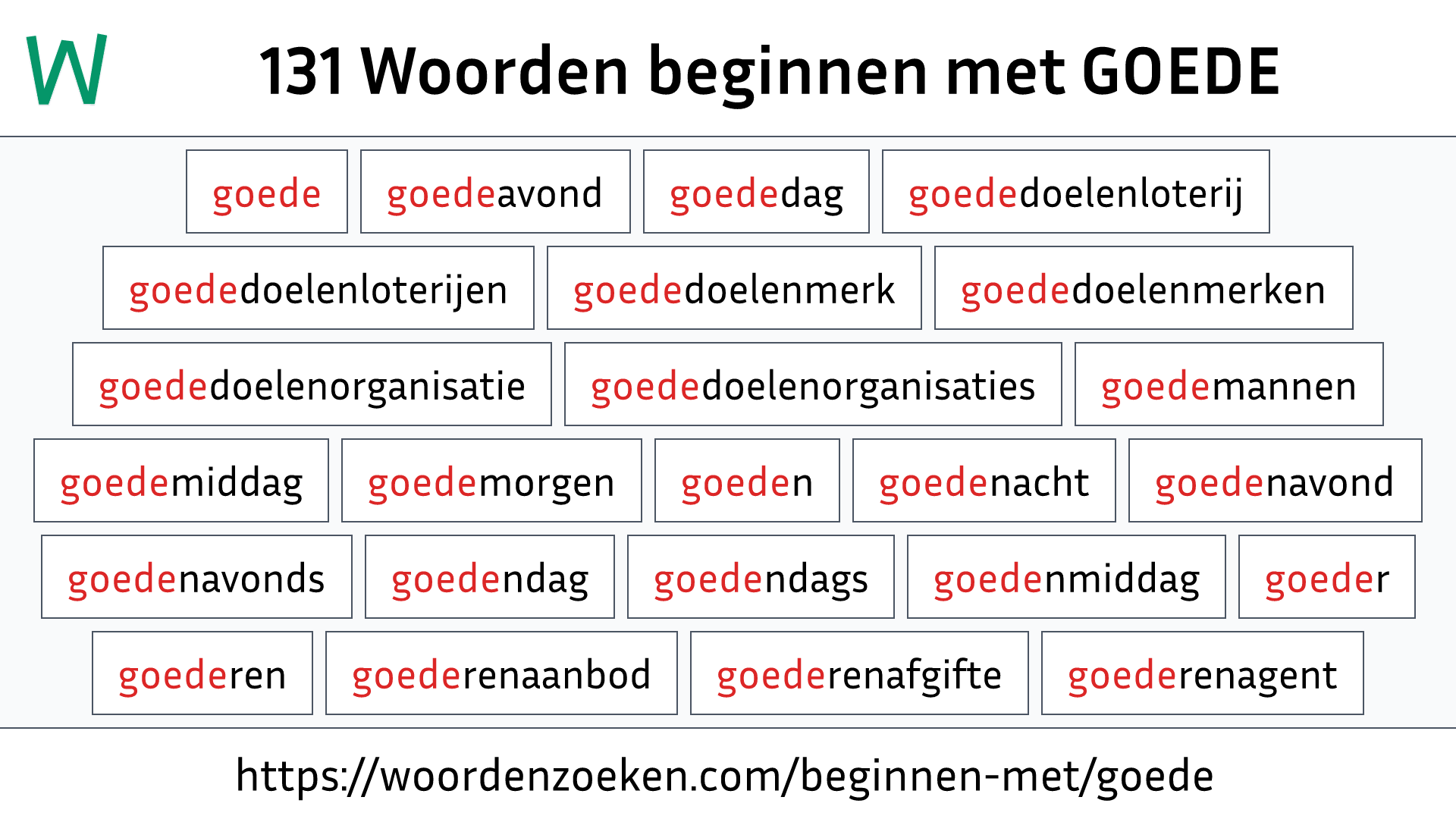 Woorden beginnen met GOEDE