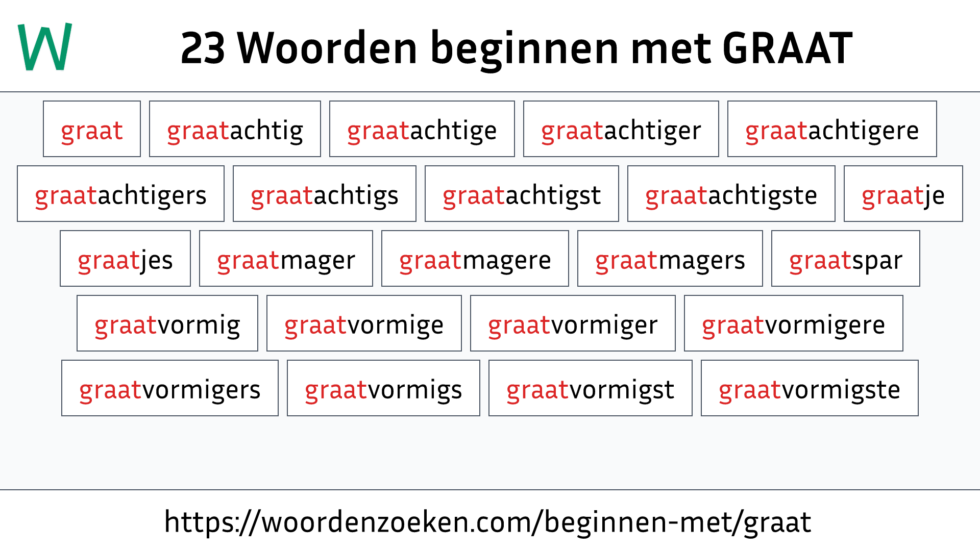 Woorden beginnen met GRAAT