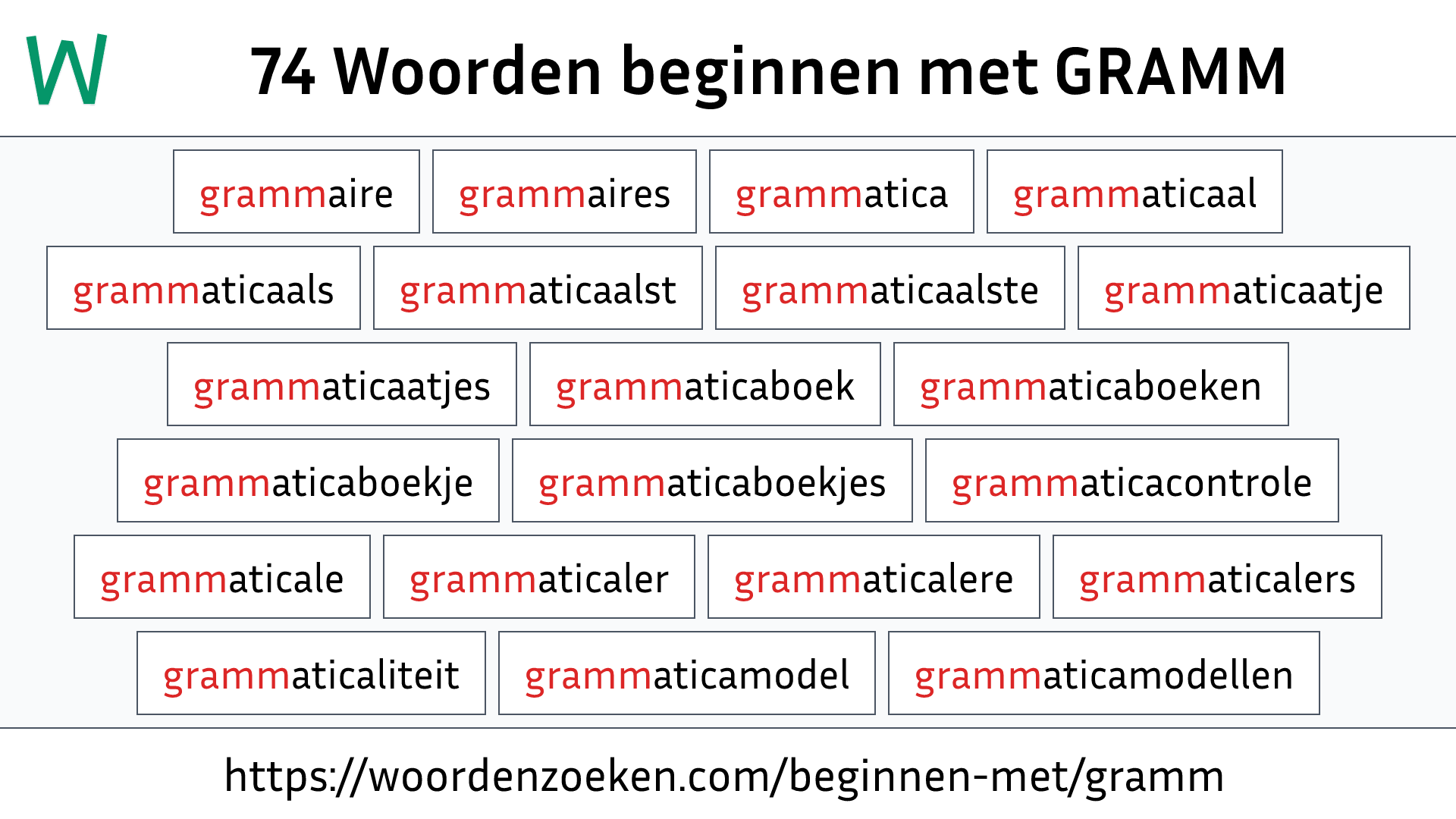 Woorden beginnen met GRAMM
