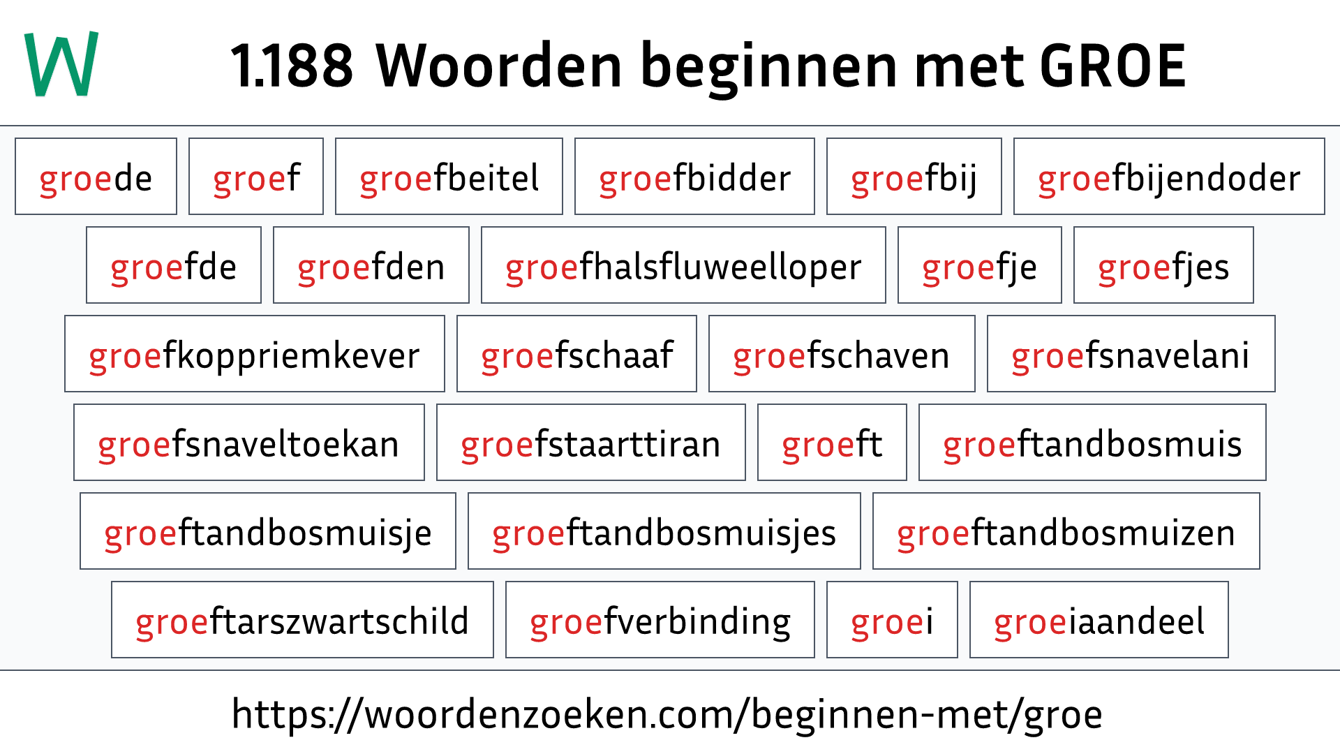 Woorden beginnen met GROE