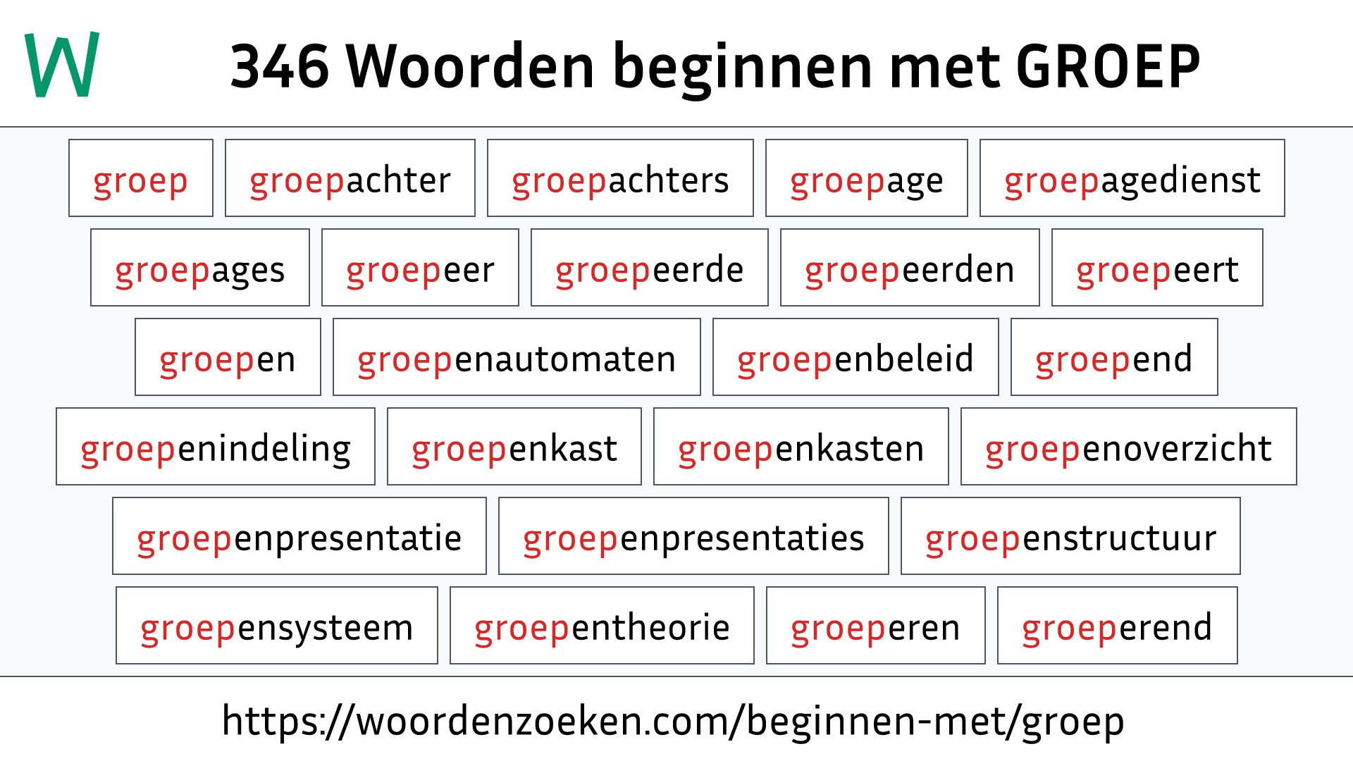 Woorden beginnen met GROEP