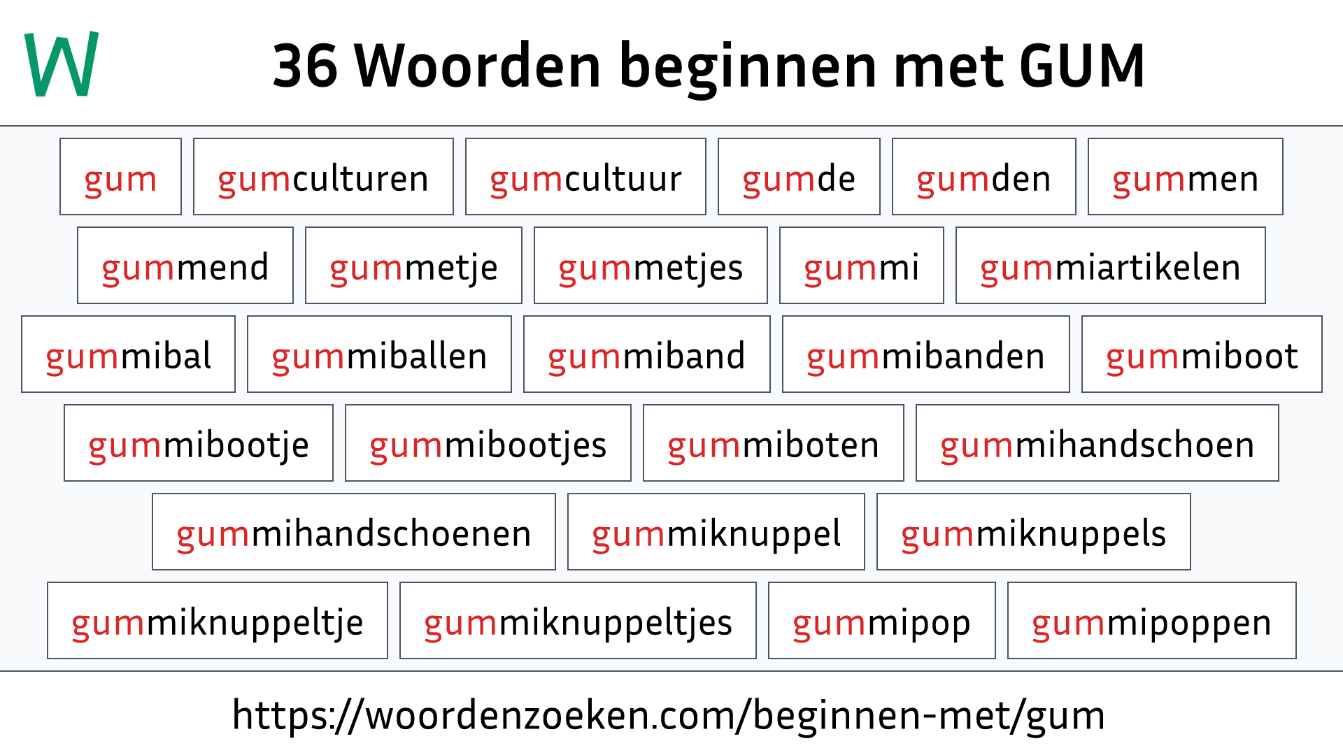 Woorden beginnen met GUM