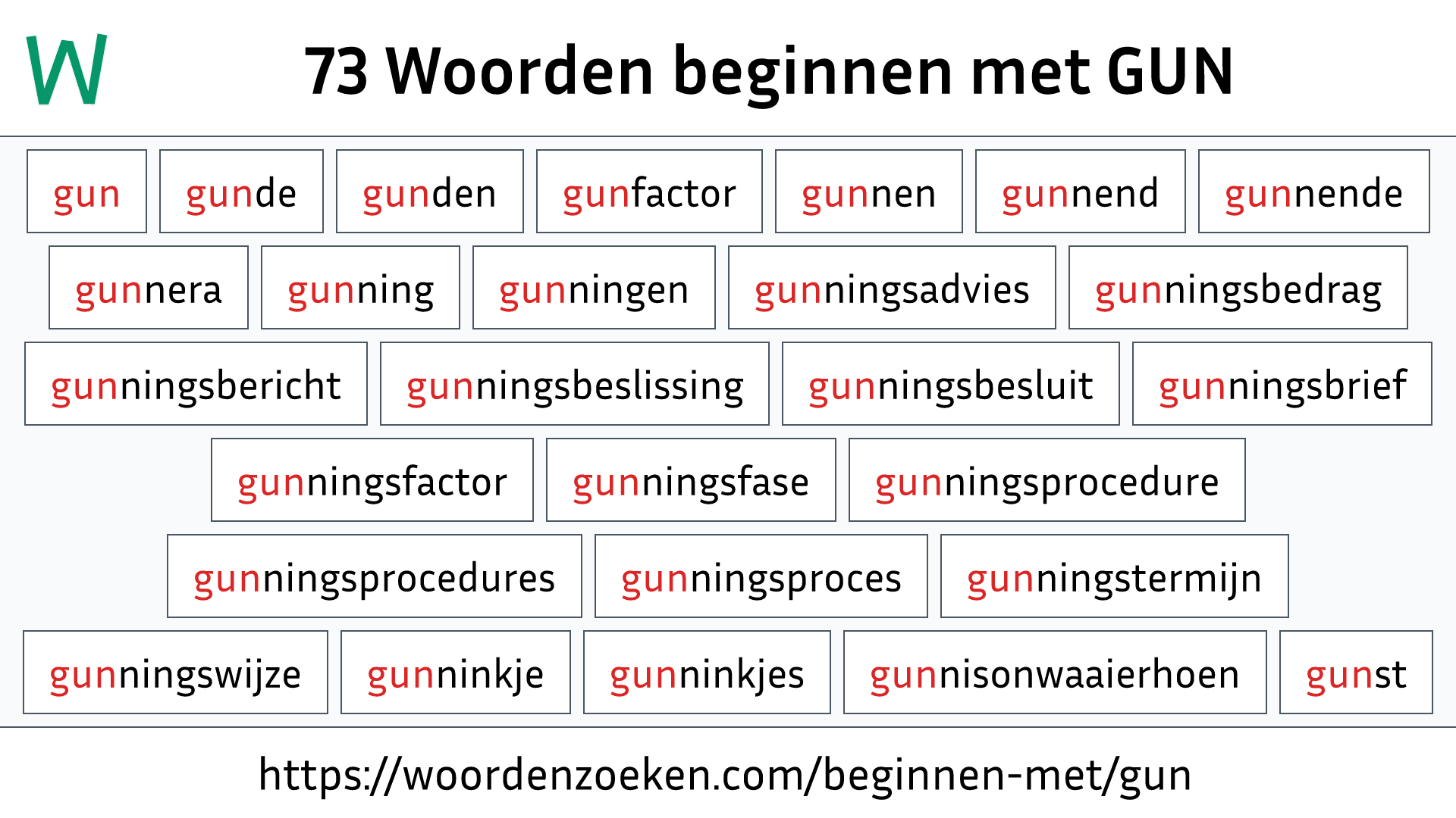 Woorden beginnen met GUN