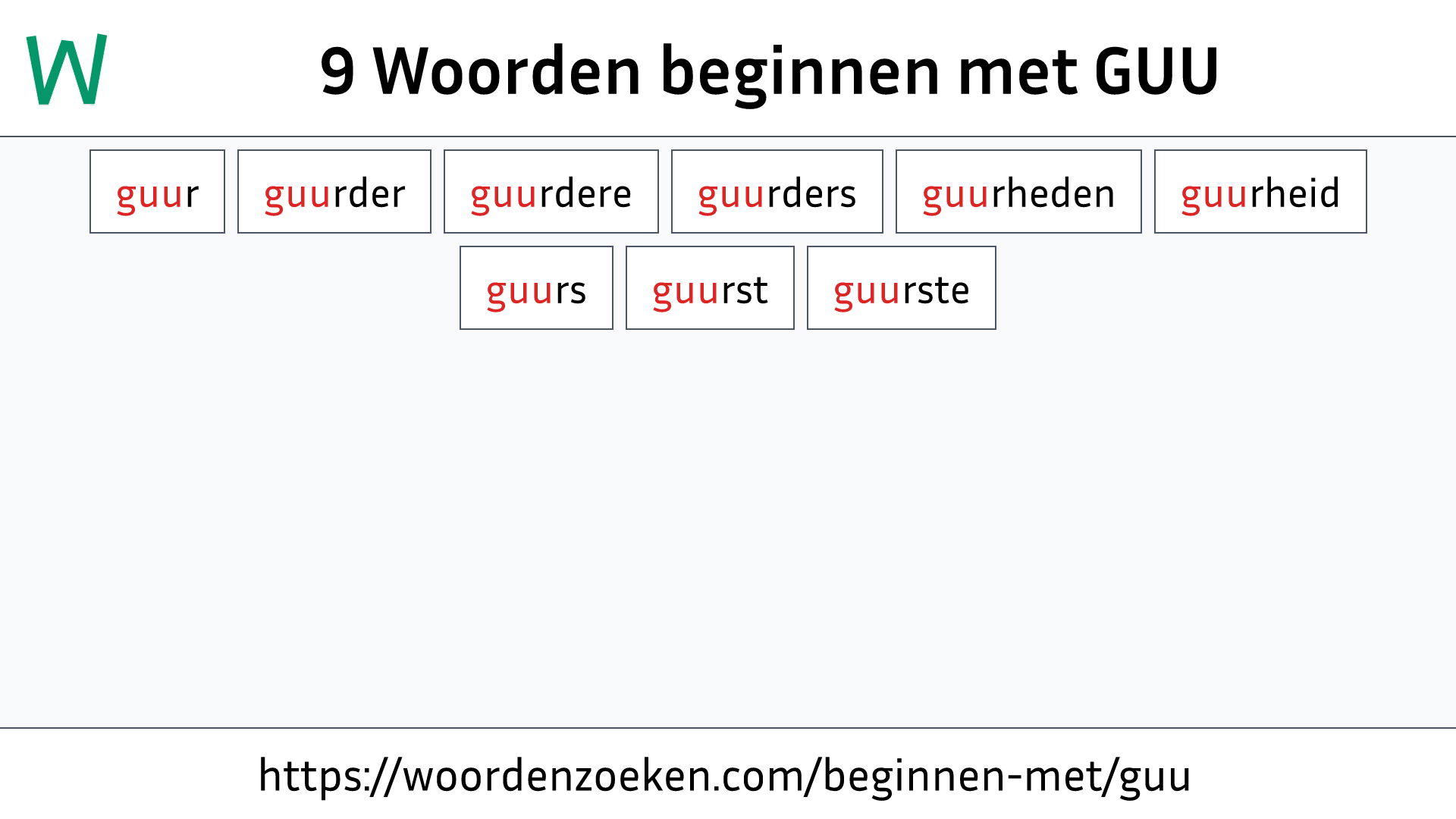 Woorden beginnen met GUU