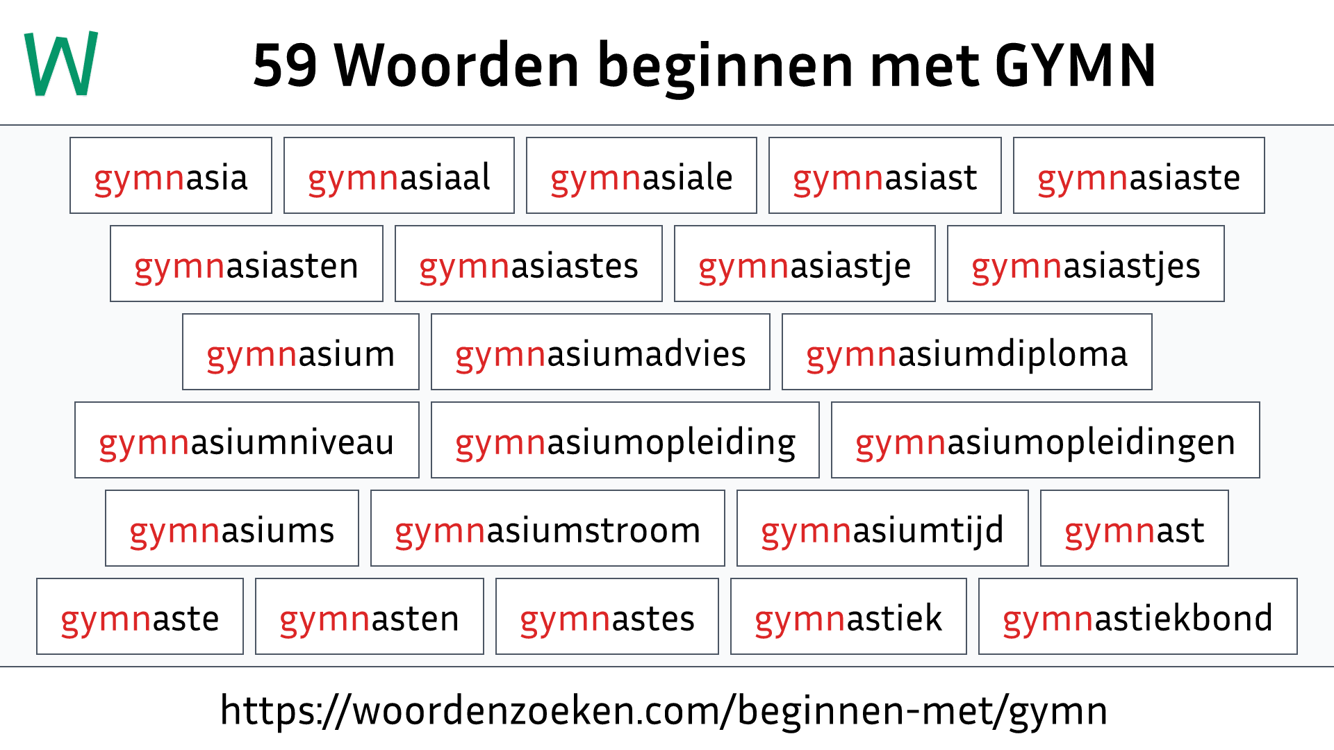 Woorden beginnen met GYMN