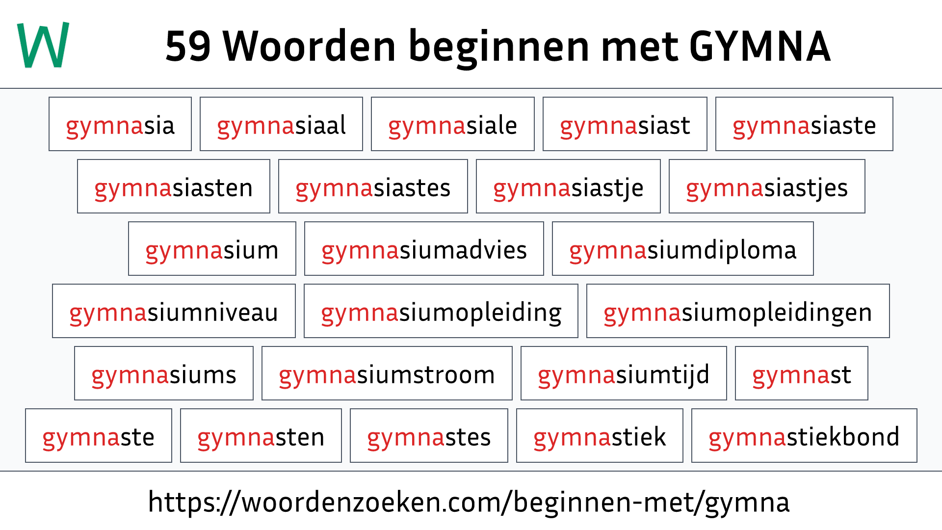 Woorden beginnen met GYMNA