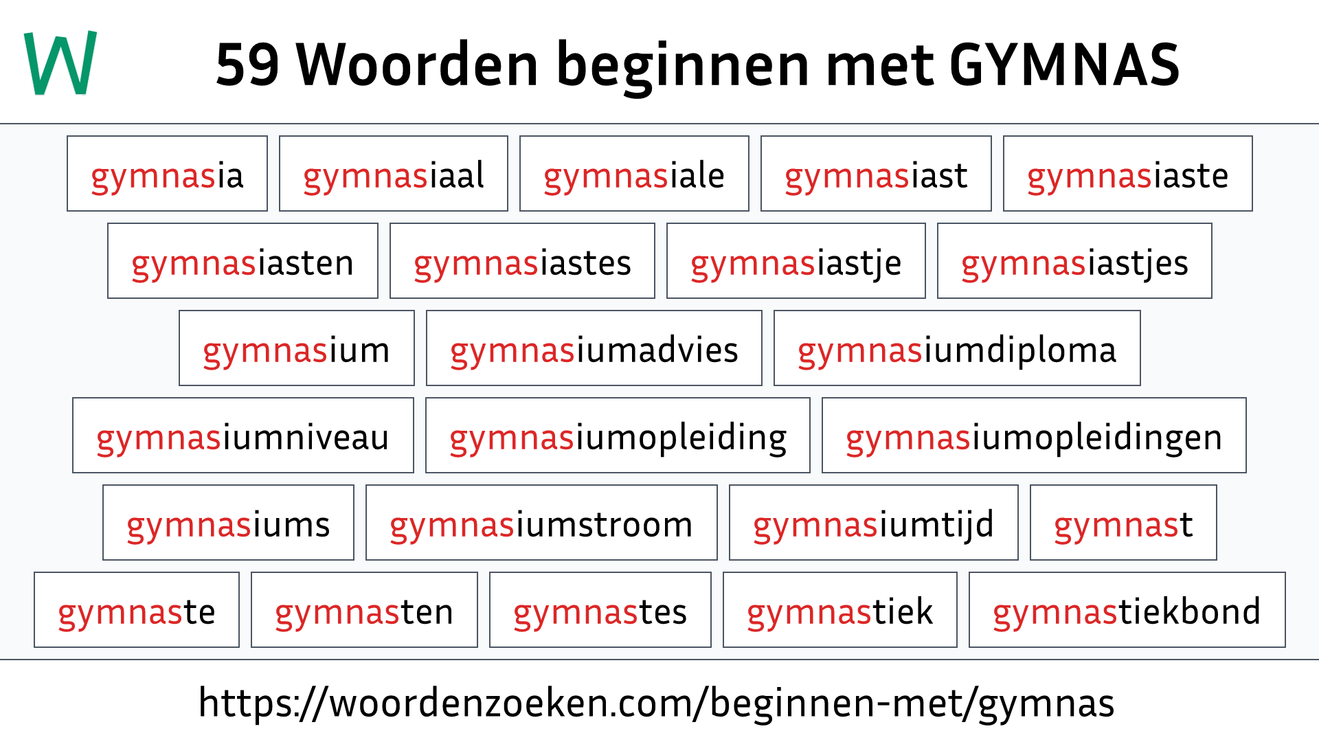 Woorden beginnen met GYMNAS