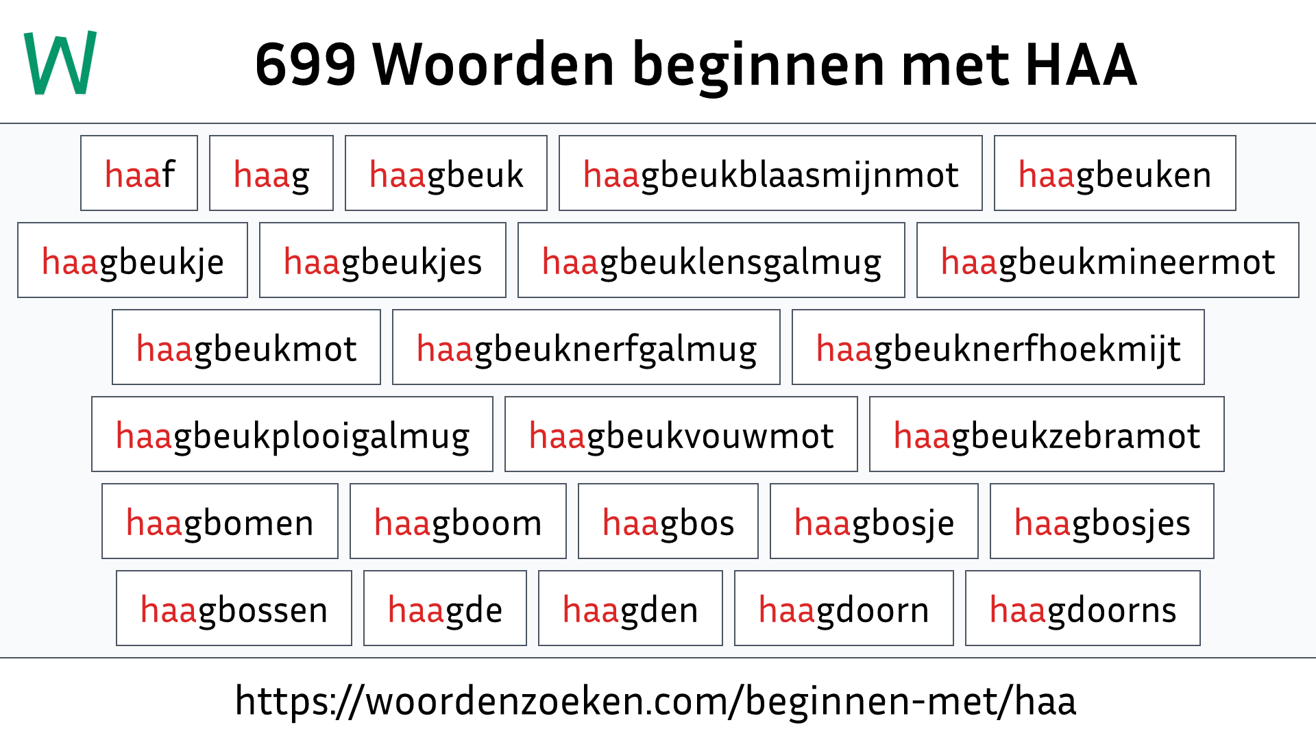 Woorden beginnen met HAA