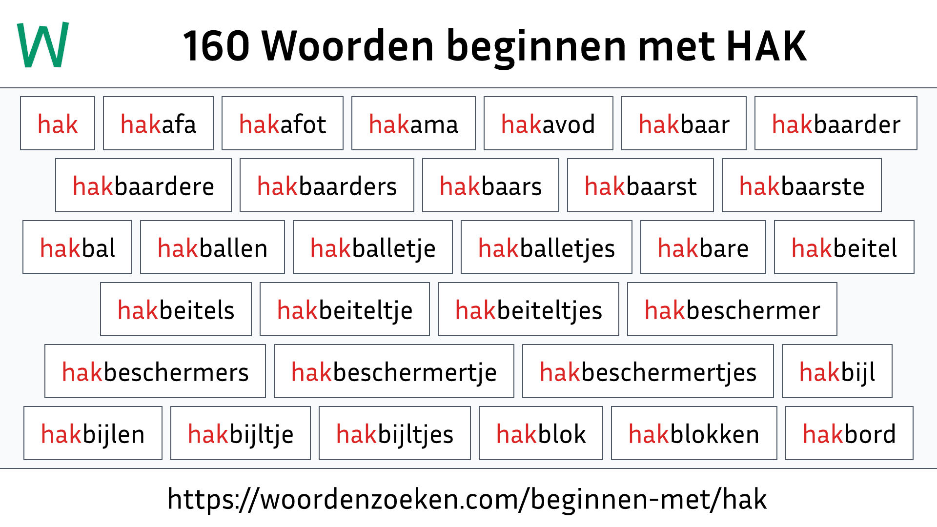 Woorden beginnen met HAK