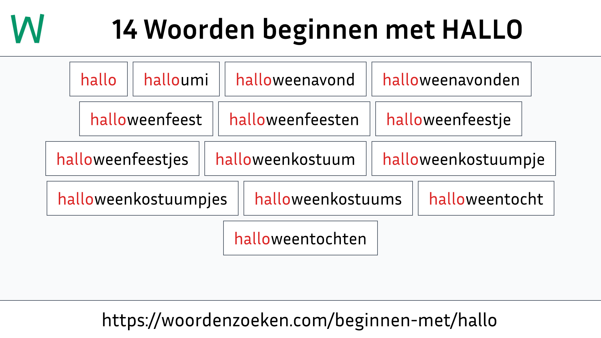 Woorden beginnen met HALLO