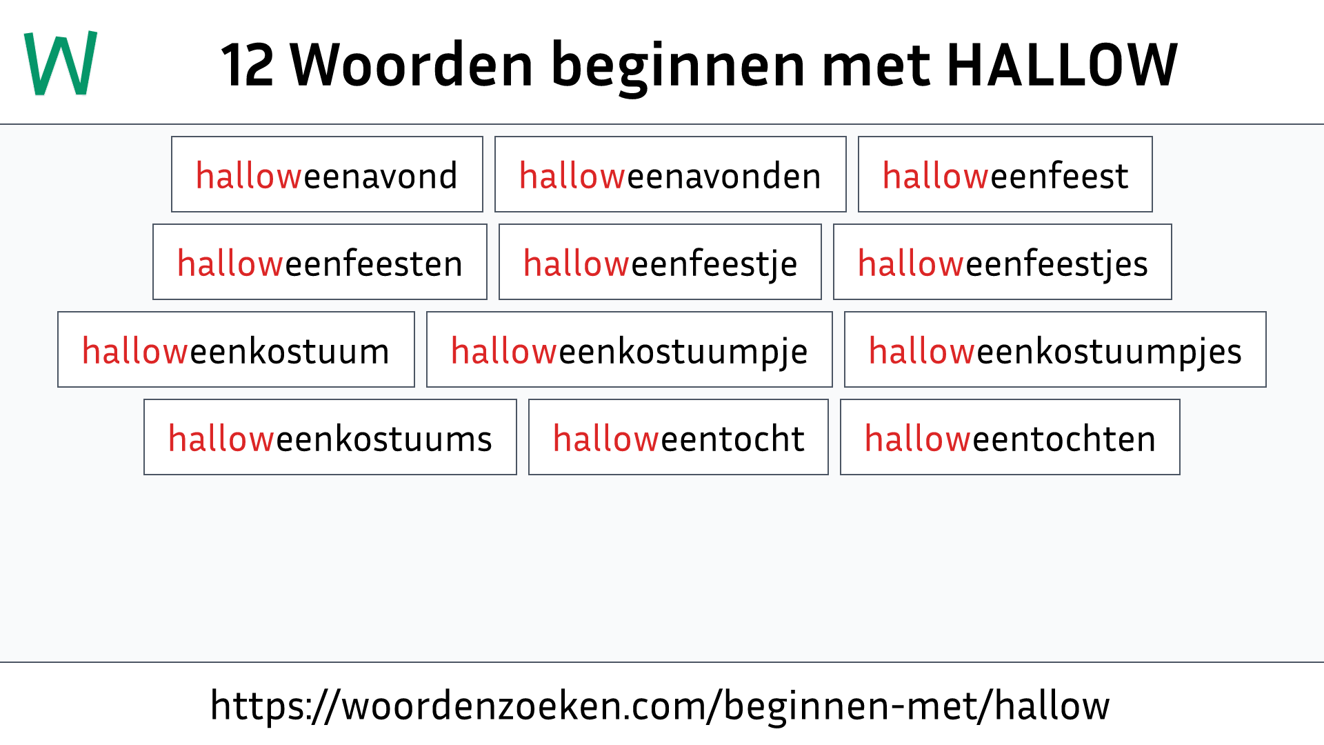 Woorden beginnen met HALLOW