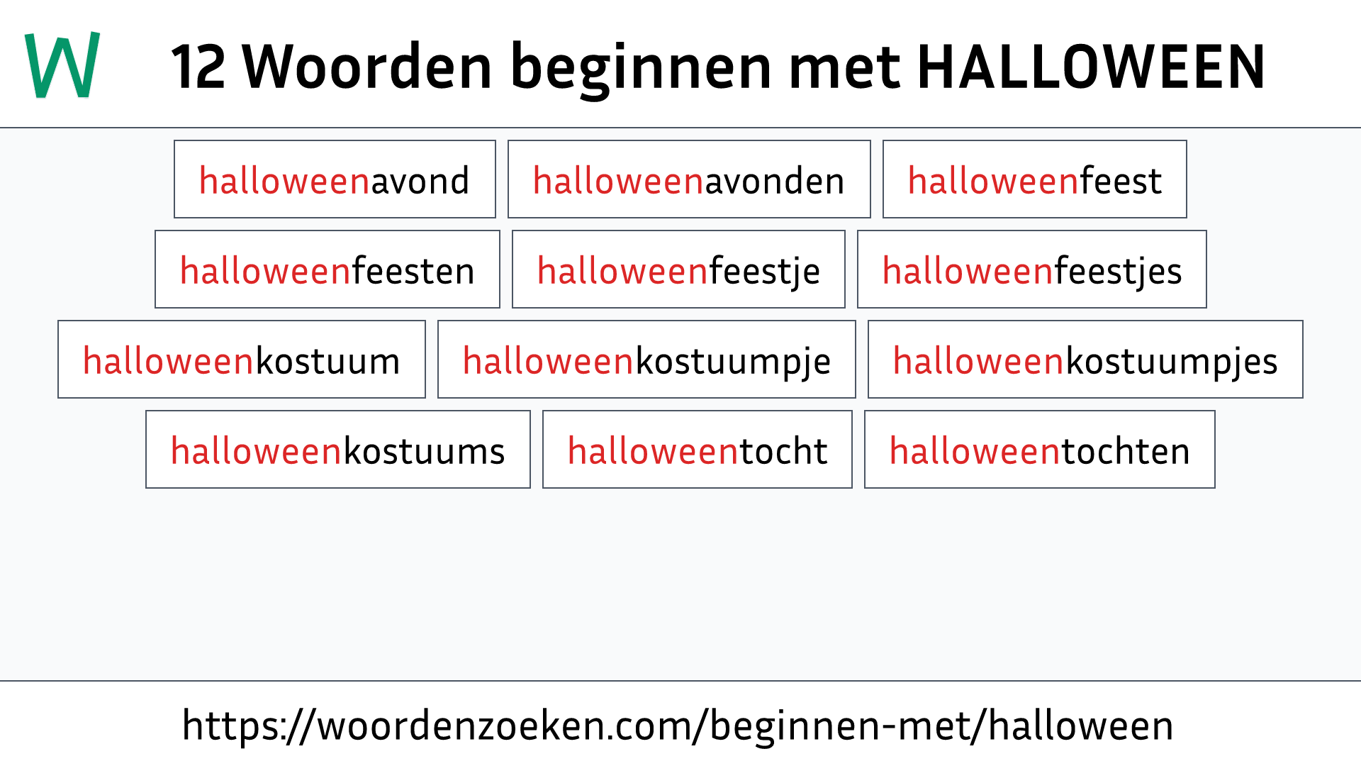 Woorden beginnen met HALLOWEEN