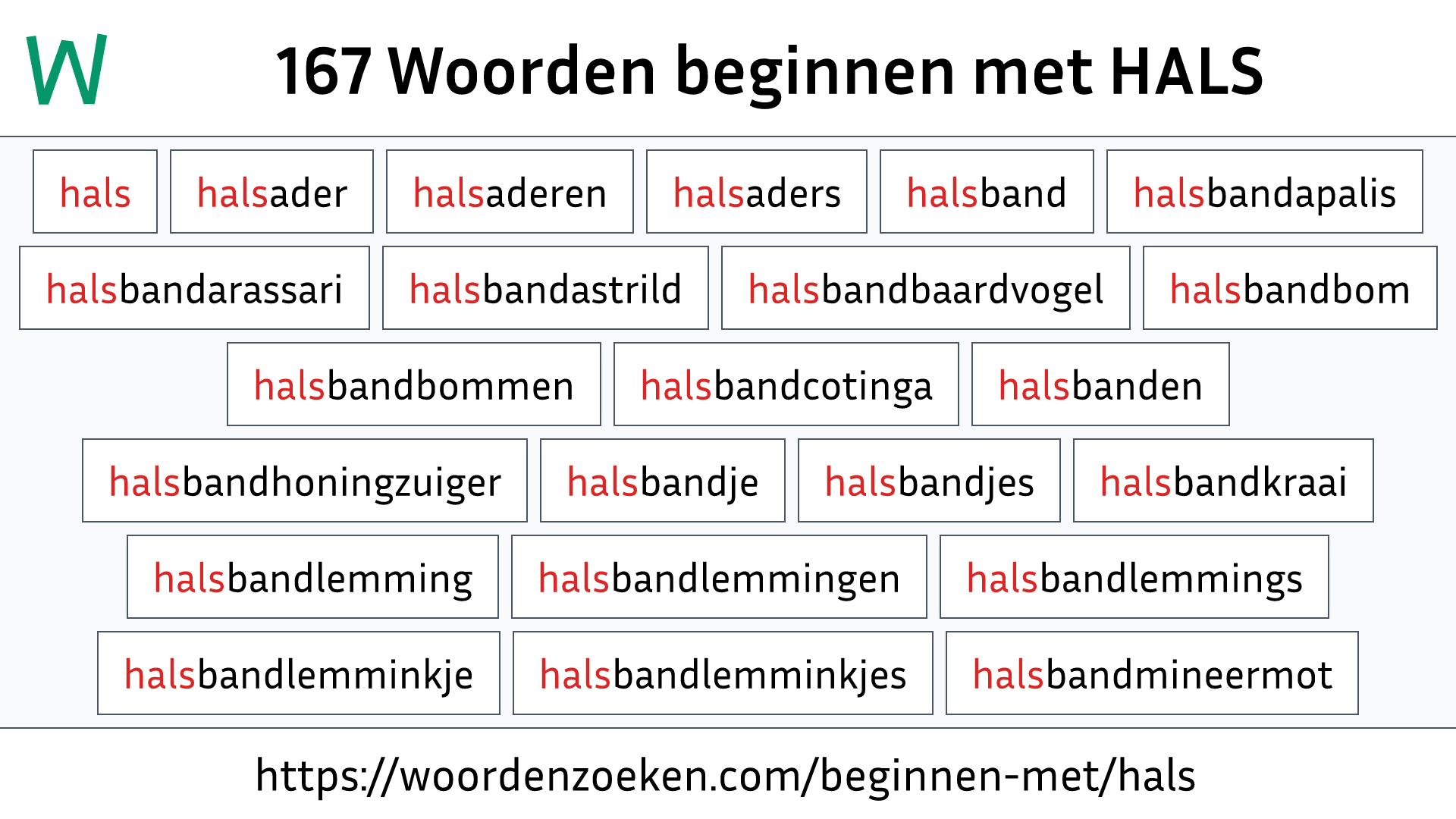 Woorden beginnen met HALS