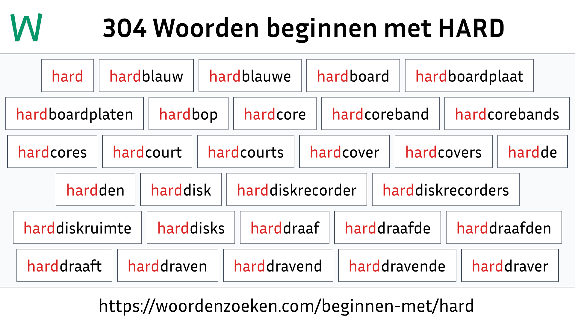 Woorden beginnen met HARD