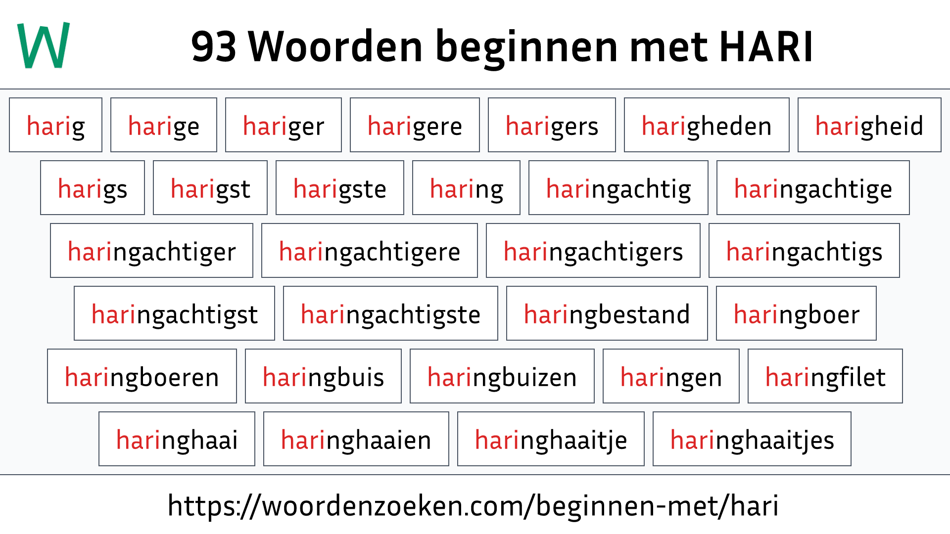 Woorden beginnen met HARI