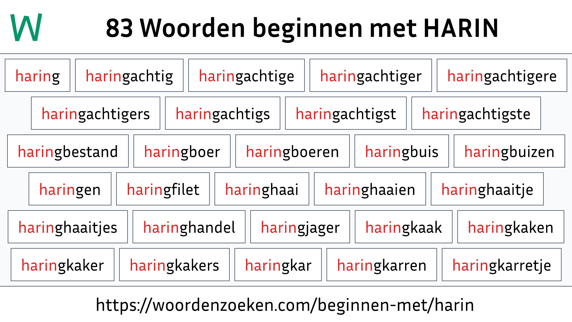 Woorden beginnen met HARIN