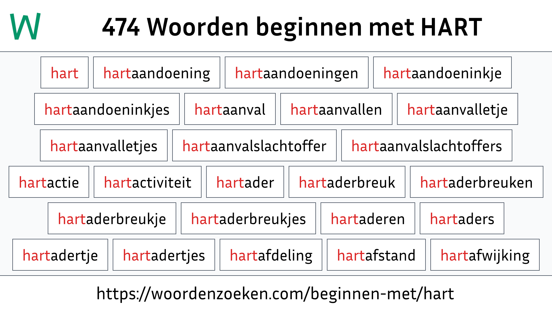 Woorden beginnen met HART