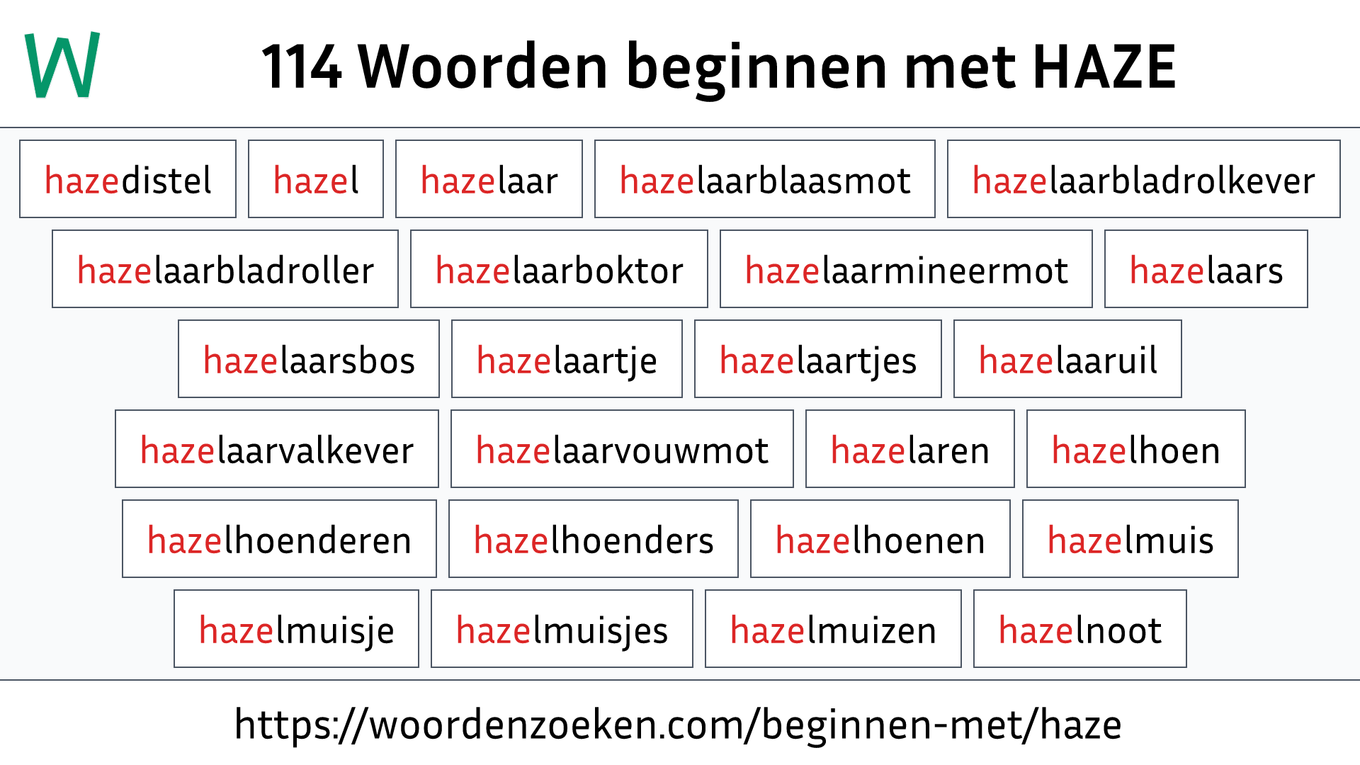 Woorden beginnen met HAZE