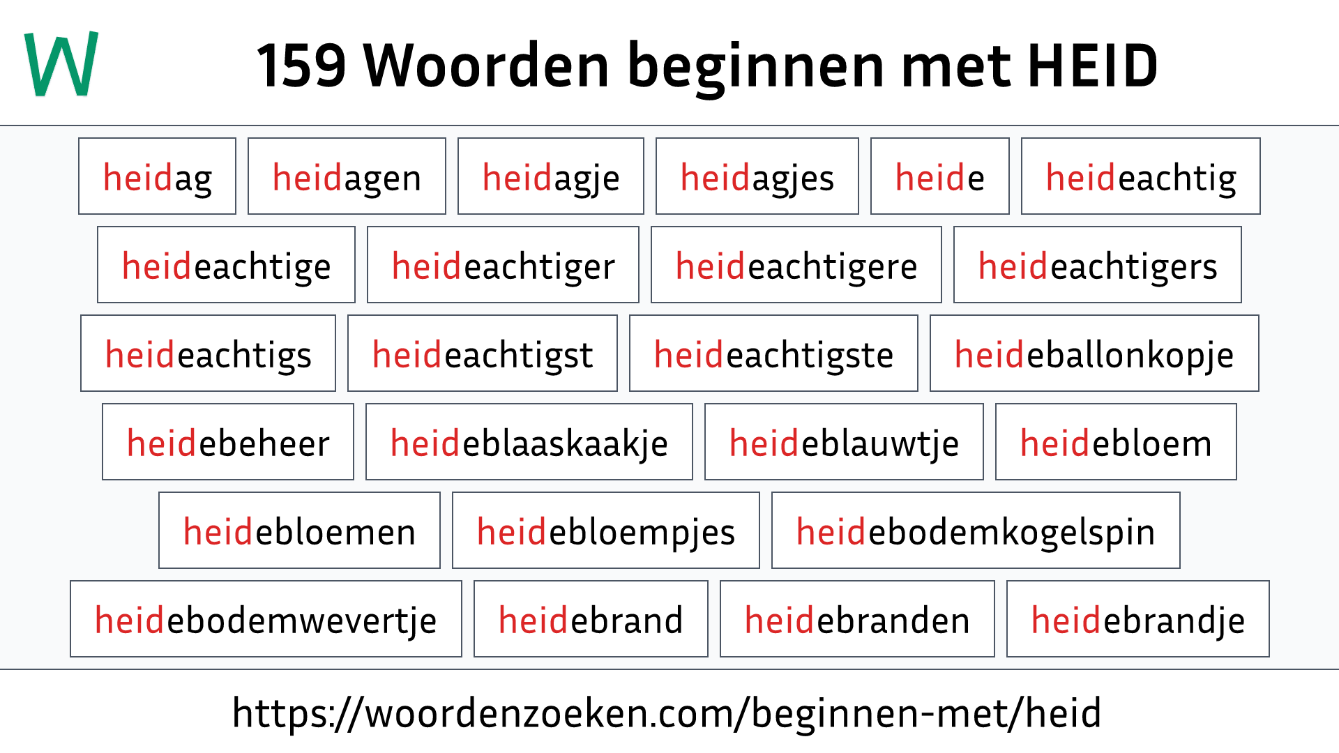 Woorden beginnen met HEID