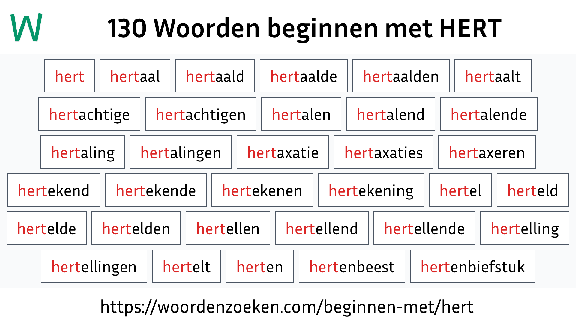 Woorden beginnen met HERT