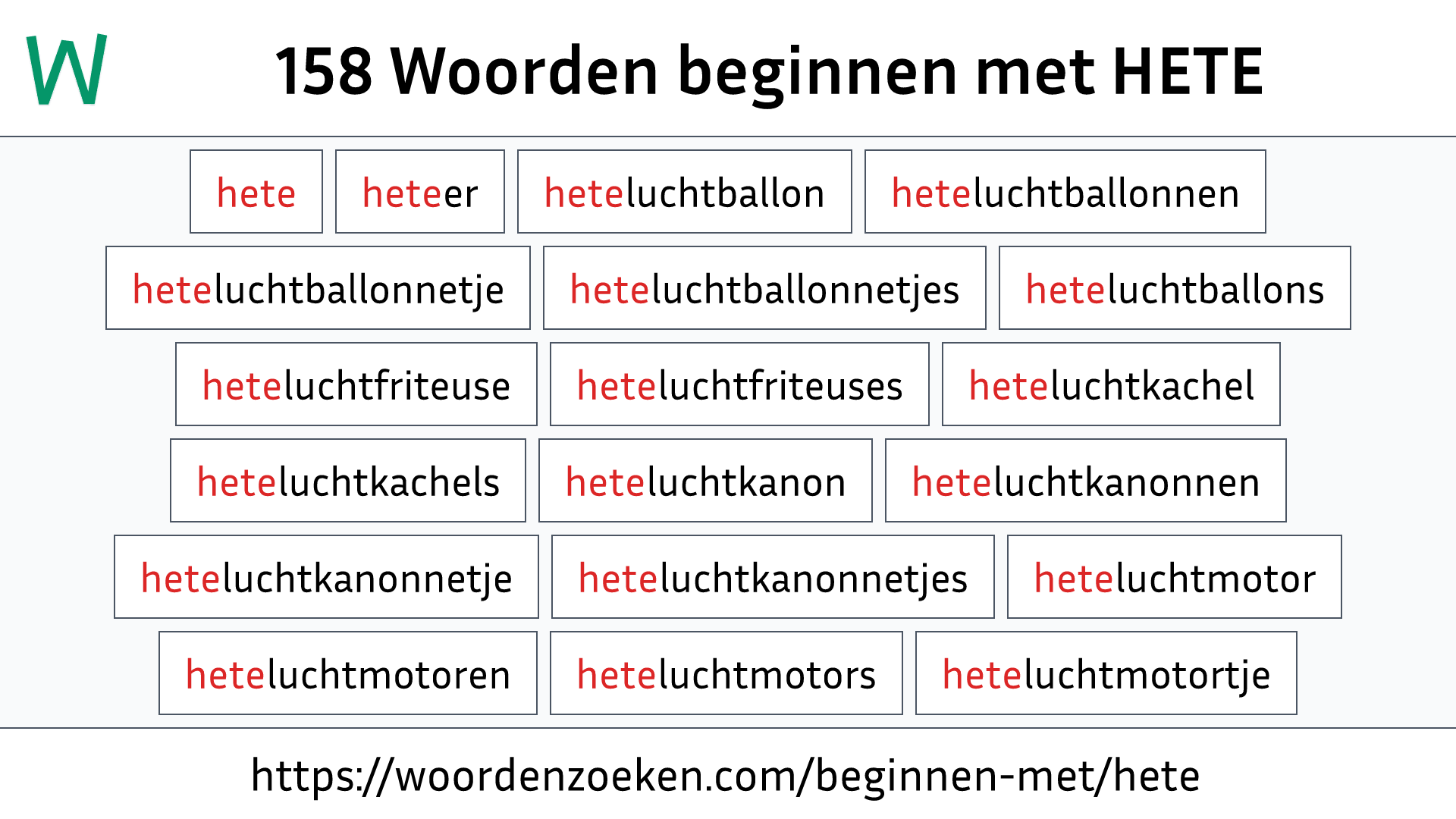 Woorden beginnen met HETE