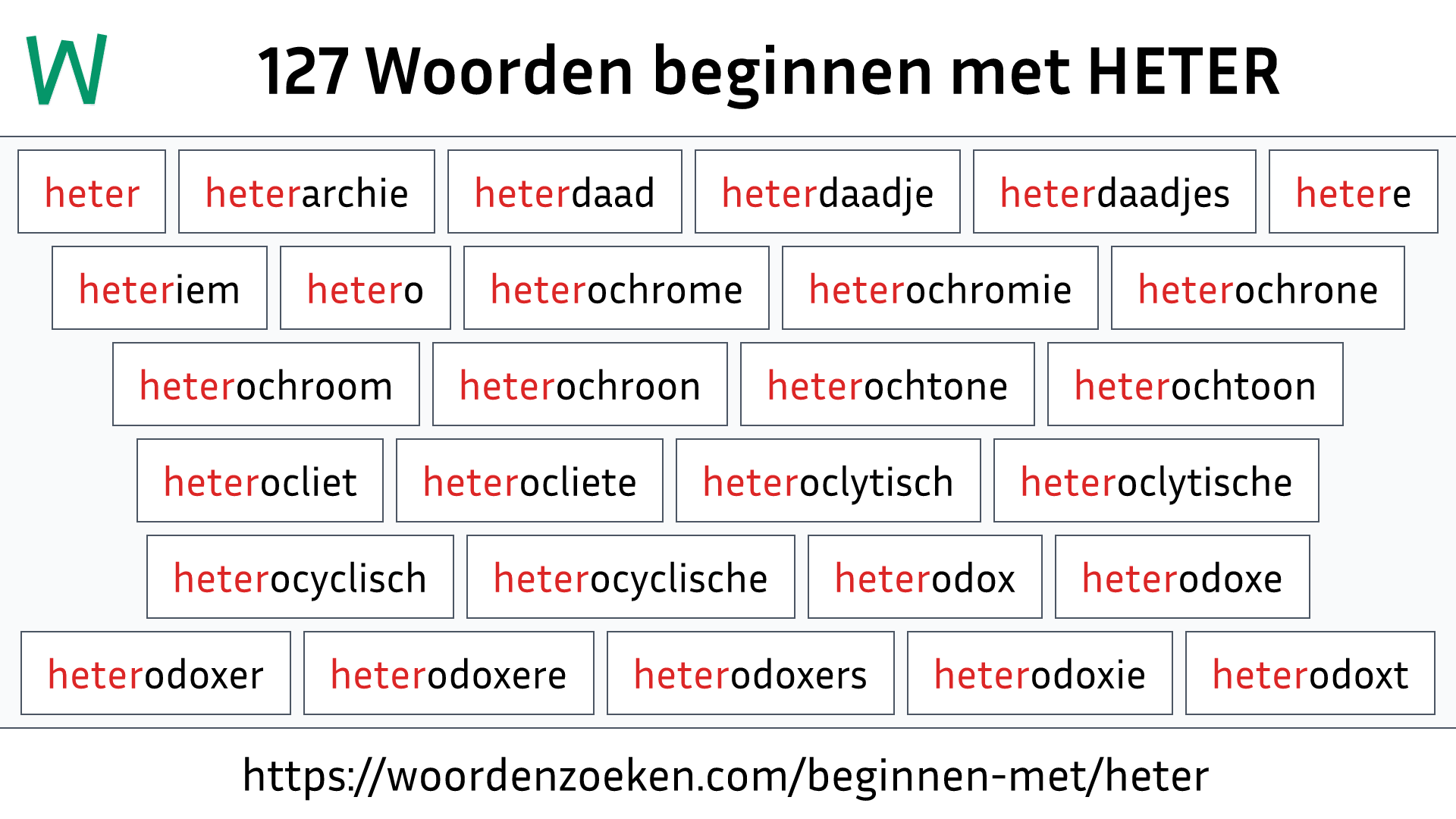 Woorden beginnen met HETER